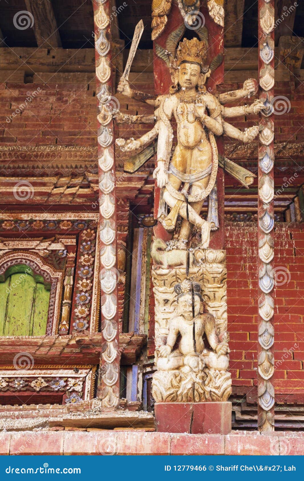 artistic roof strut, changu narayan temple, nepal
