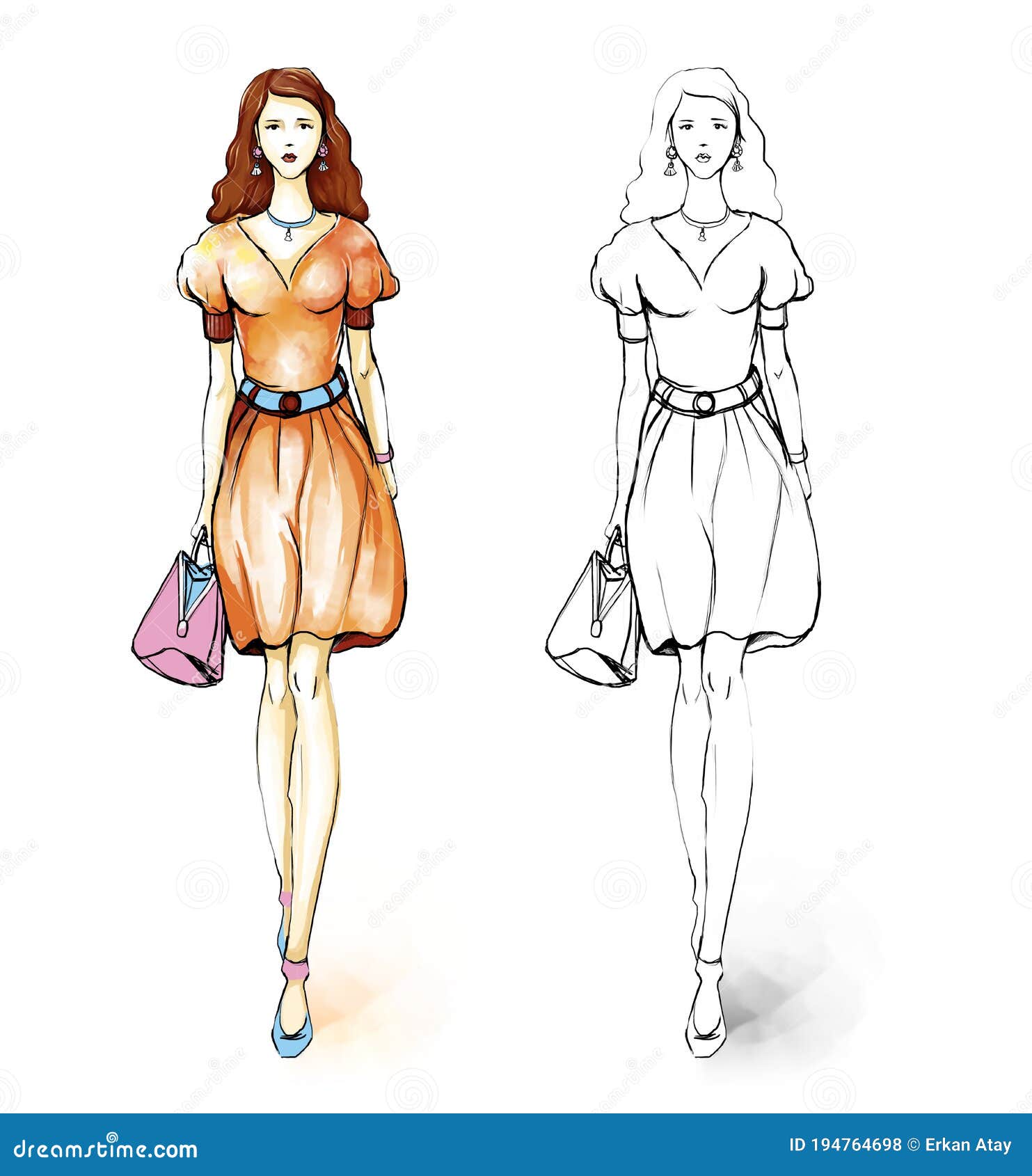 Fashion Design - Skirt and Dress Drawing Template - Back - Lady Fashion  Design-saigonsouth.com.vn