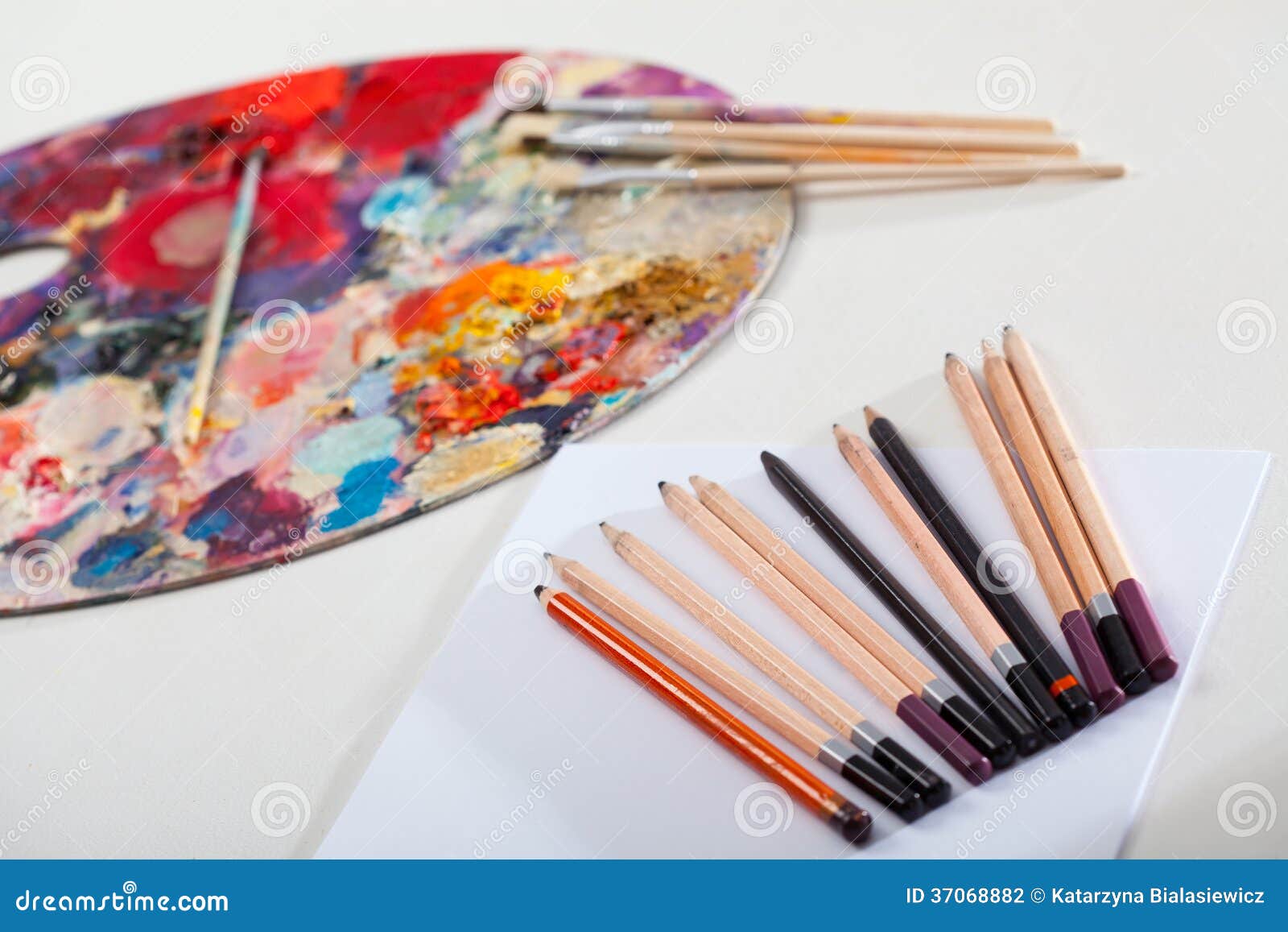 Artistic Tools and Painting Palette Stock Photo Image of palette