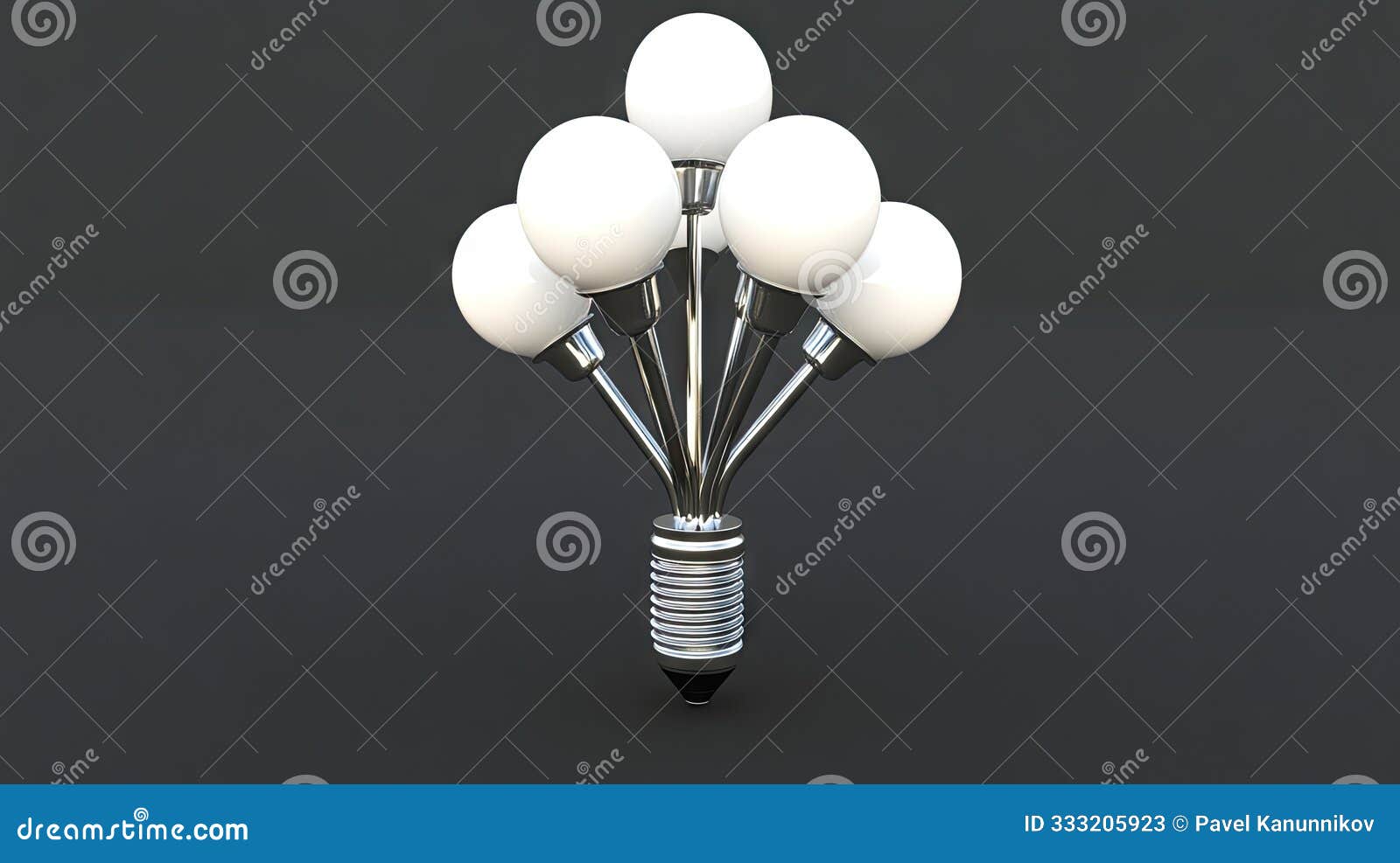 artistic tree-d lamp with luminous bulbs and metal branches, illuminated in a studio setting