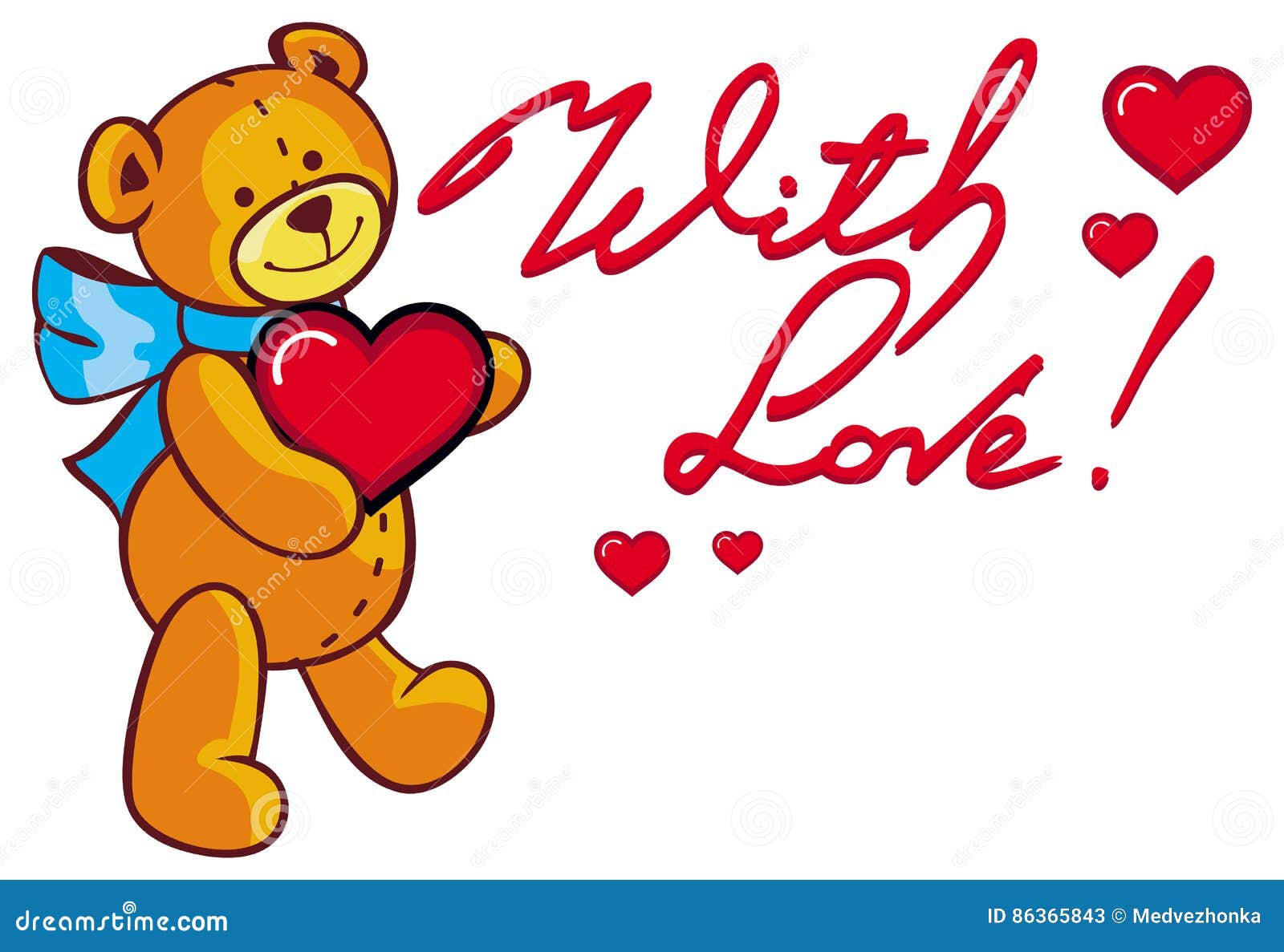 Artistic Written Text with Love! and Cute Teddy Bear Holding R ...