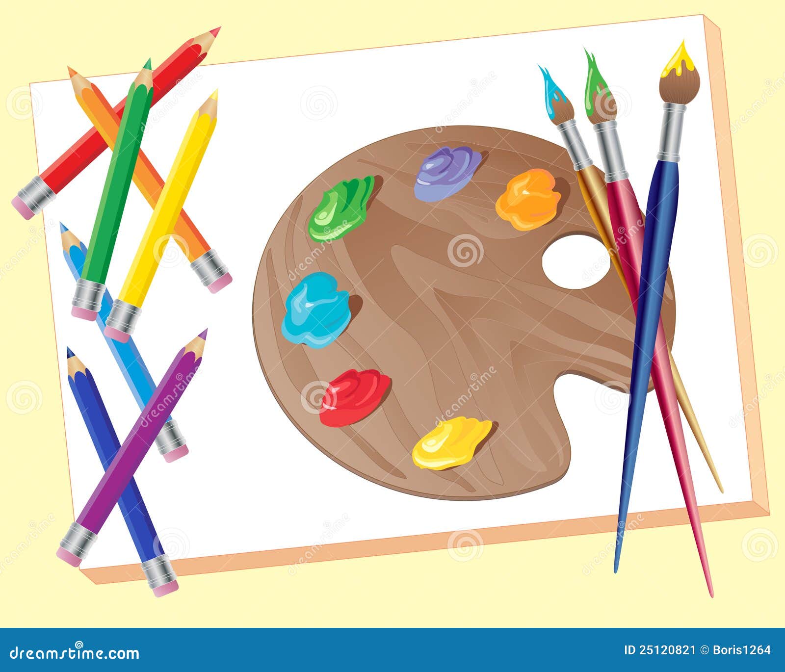 Artists materials stock vector. Illustration of wooden 25120821