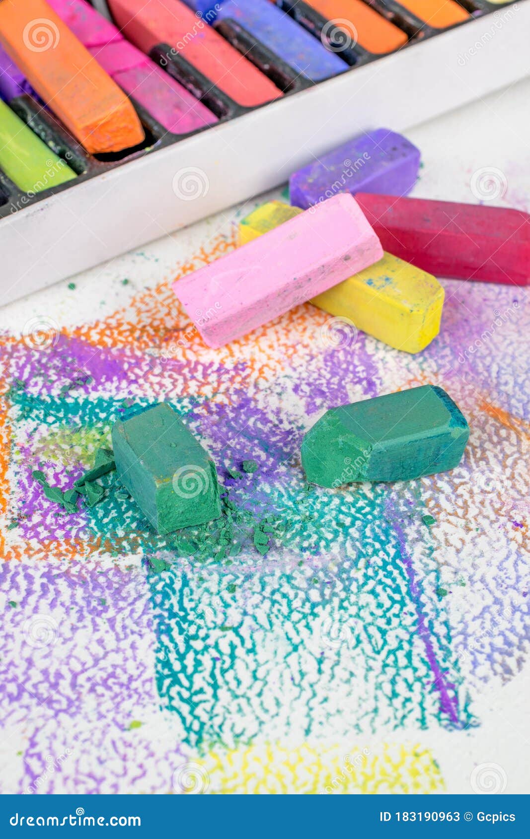 Artists Soft Pastel Chalk Crayons on an Art Pad Stock Image Image of