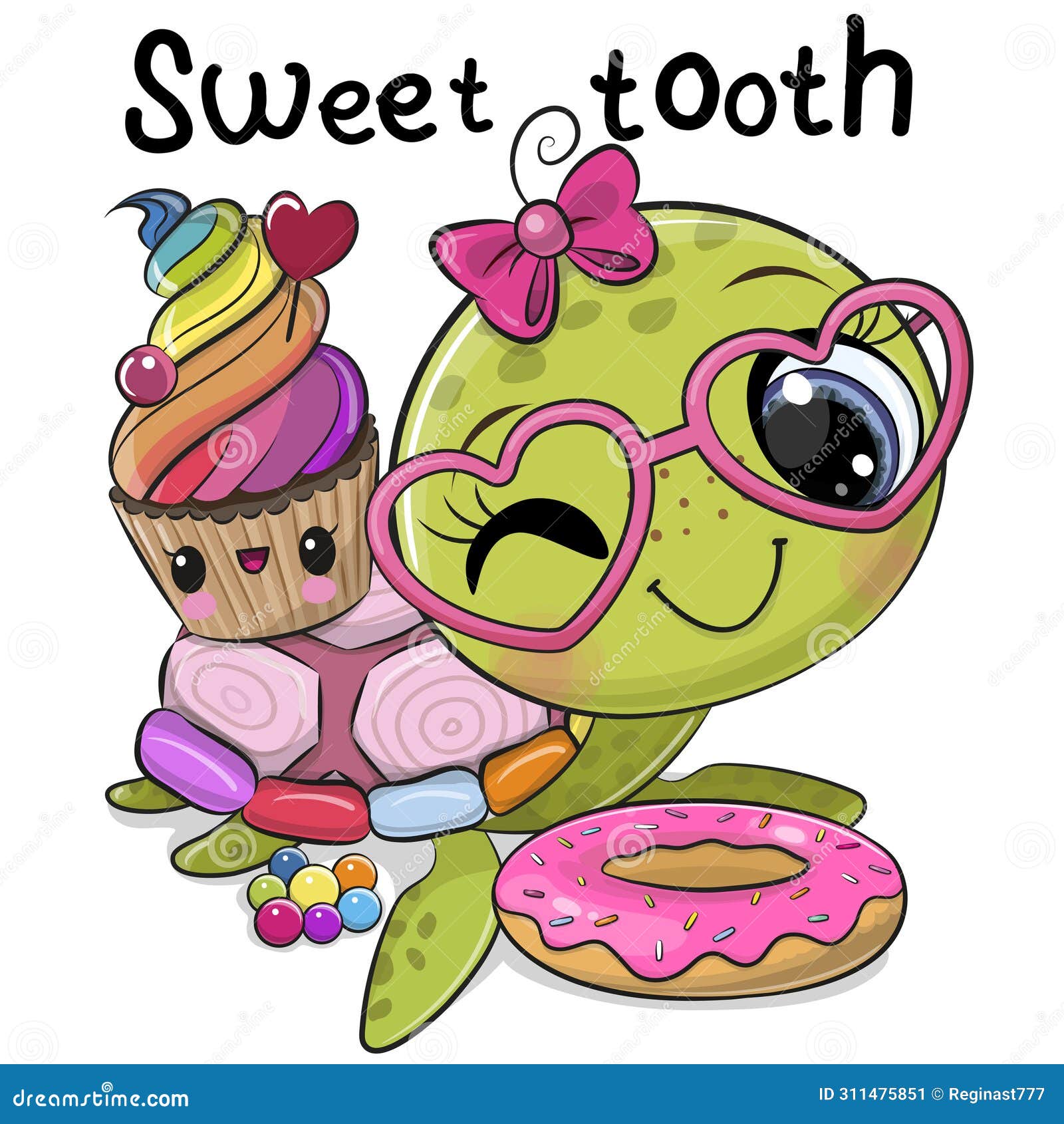 artoon turtle sweet tooth with cupcake