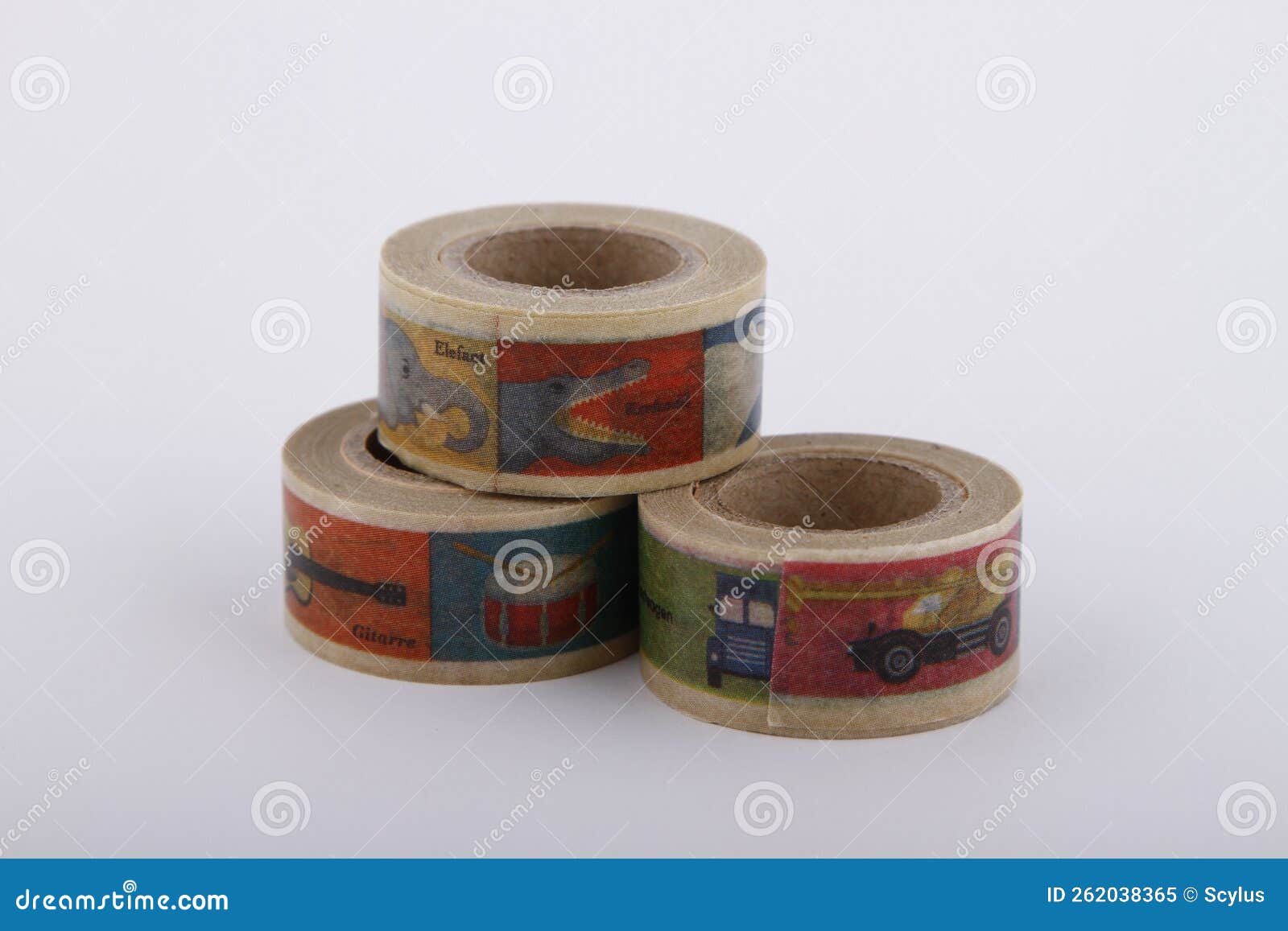 Arts and Crafts Washi Tape Against a White Background Stock Image