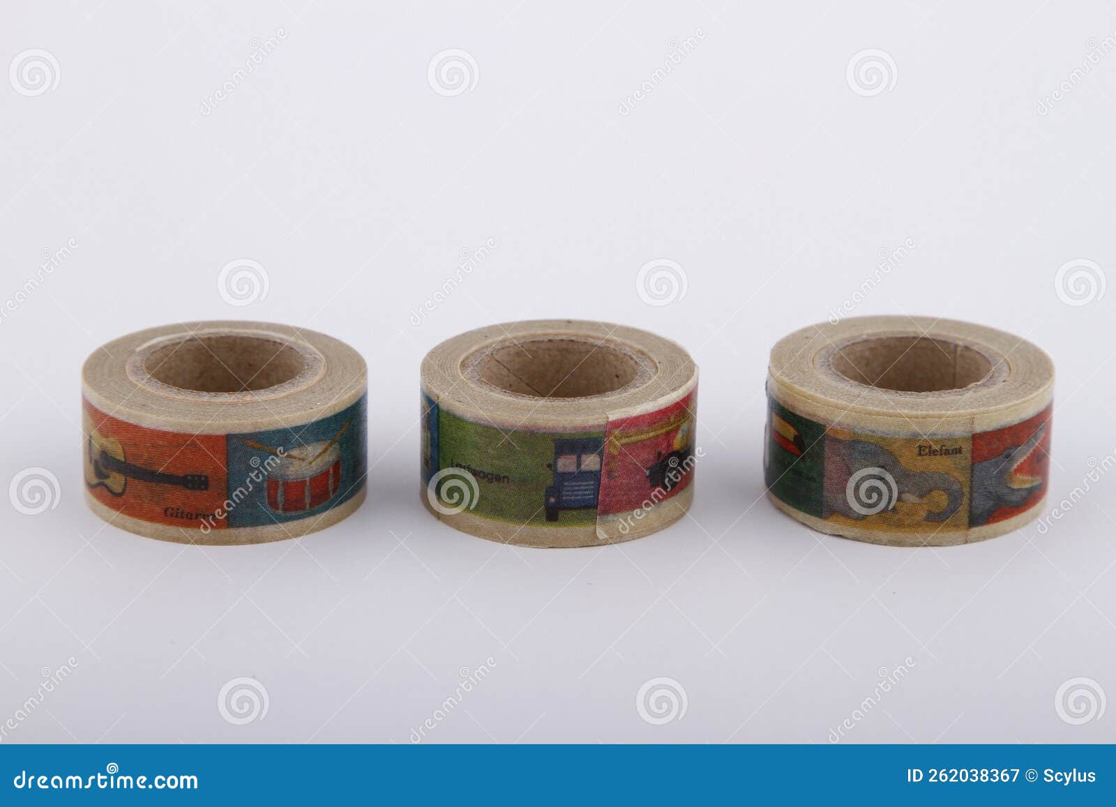 Arts and Crafts Washi Tape Against a White Background Stock Image