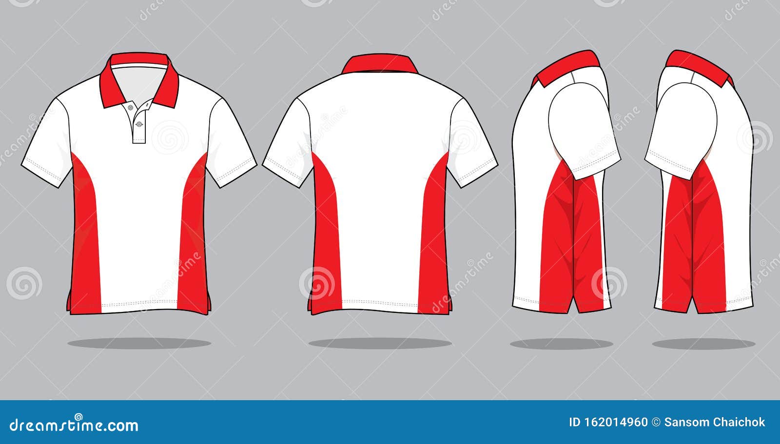 Baseball Jersey Template Ideas In White Gray Blue And Red Stock