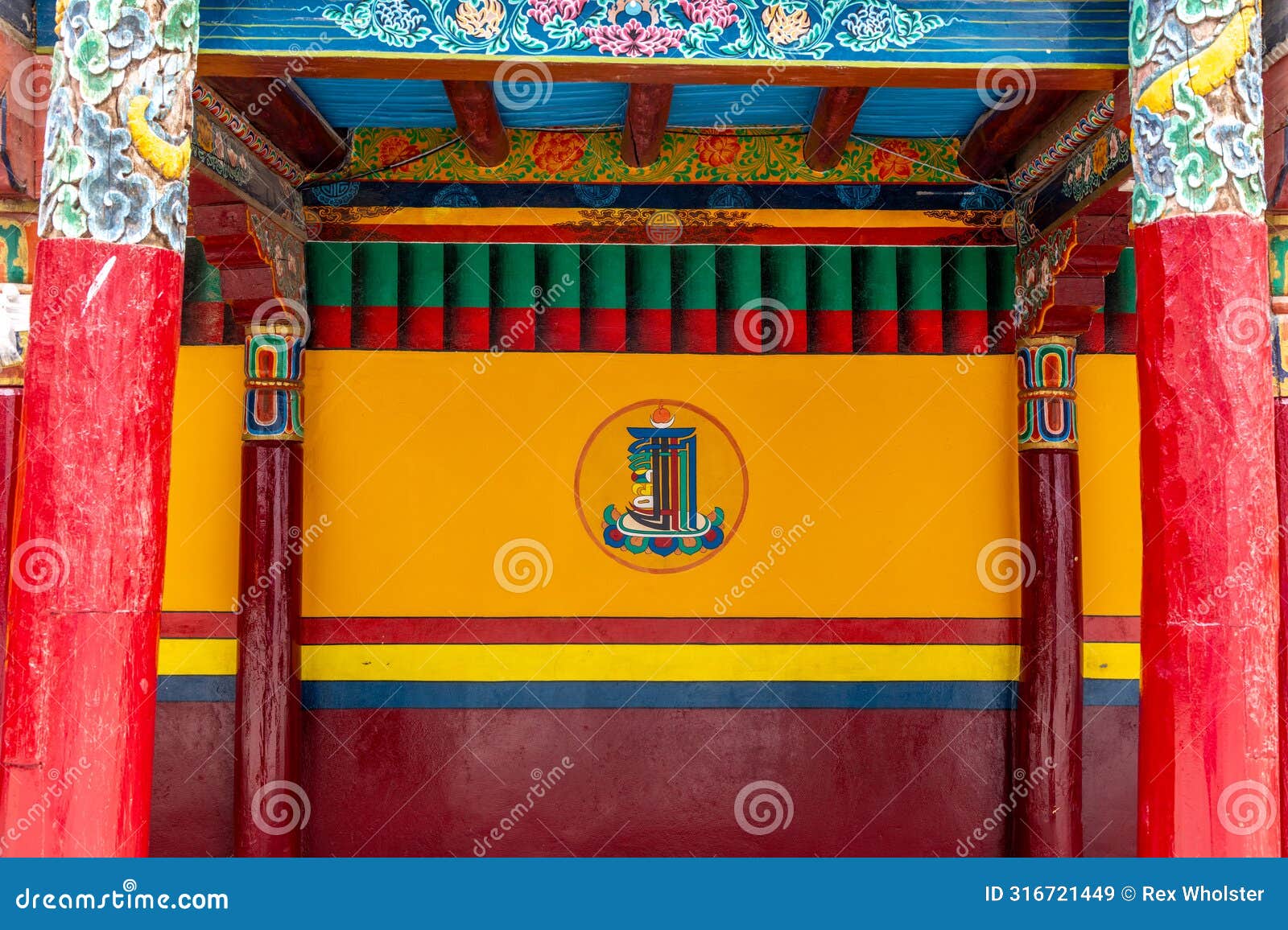 artwork at a landmark buddhist monastery in the northern india himilayas