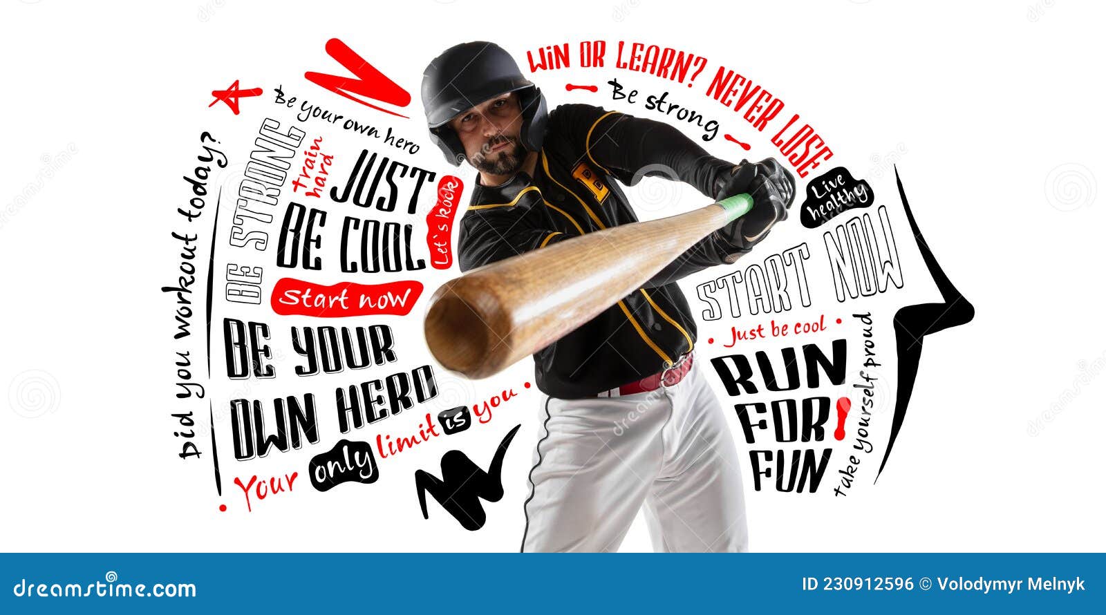 Artwork, Poster. Close-up Sportive Man, Professional Baseball Player in  Motion and Action with Bat Isolated on White Stock Photo - Image of sport,  motivating: 230912596