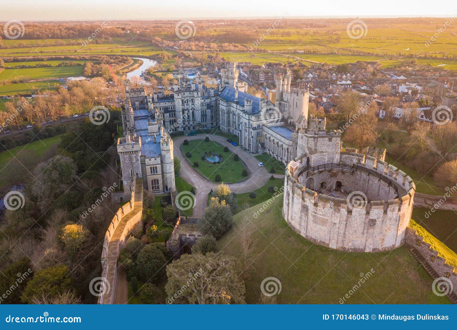 Arundel Castle, Arundel, West Sussex, England, United Kingdom. Bird Eye ...