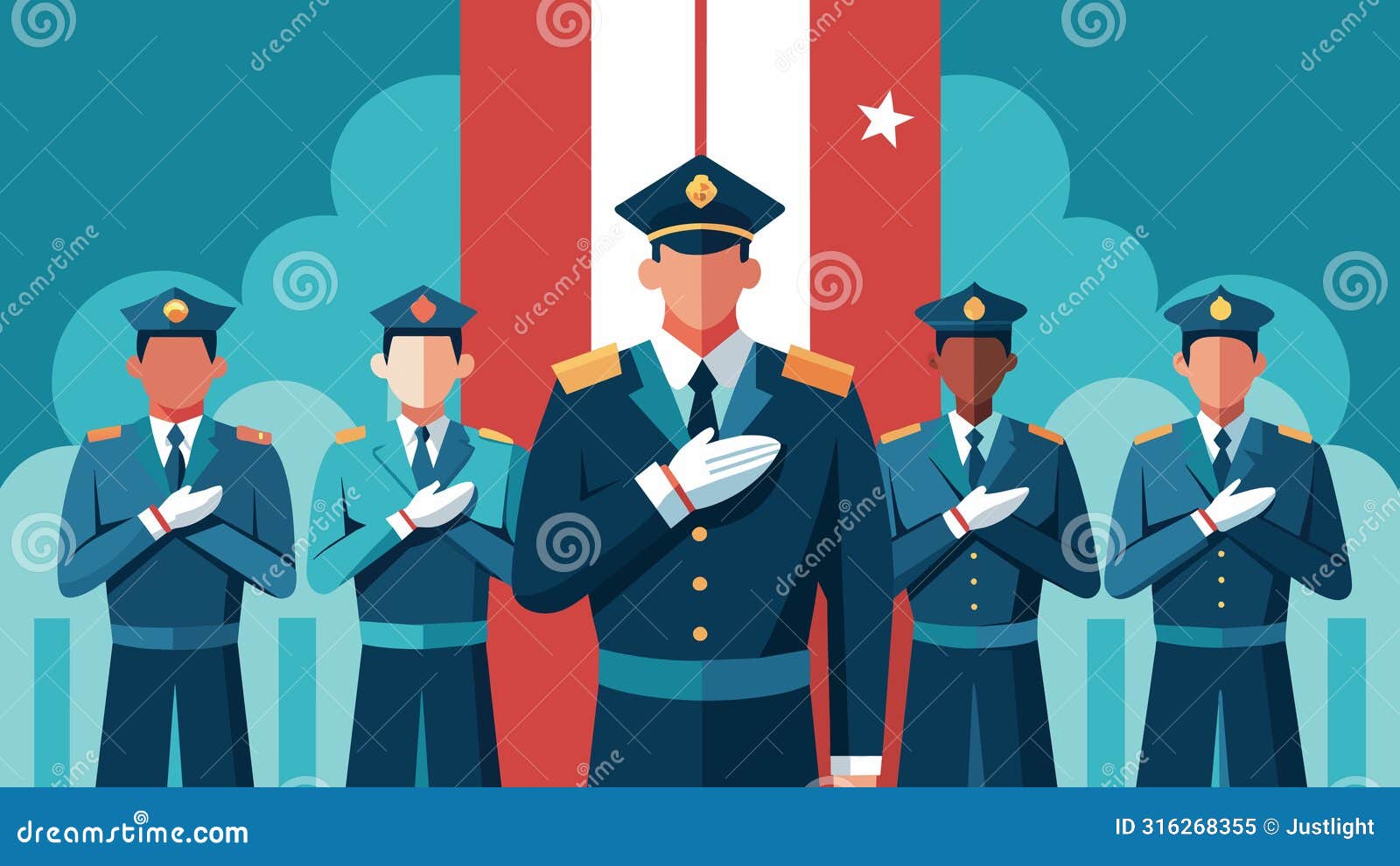 as the band plays the national anthem the honor guard stands at attention their hands p firmly over their hearts paying