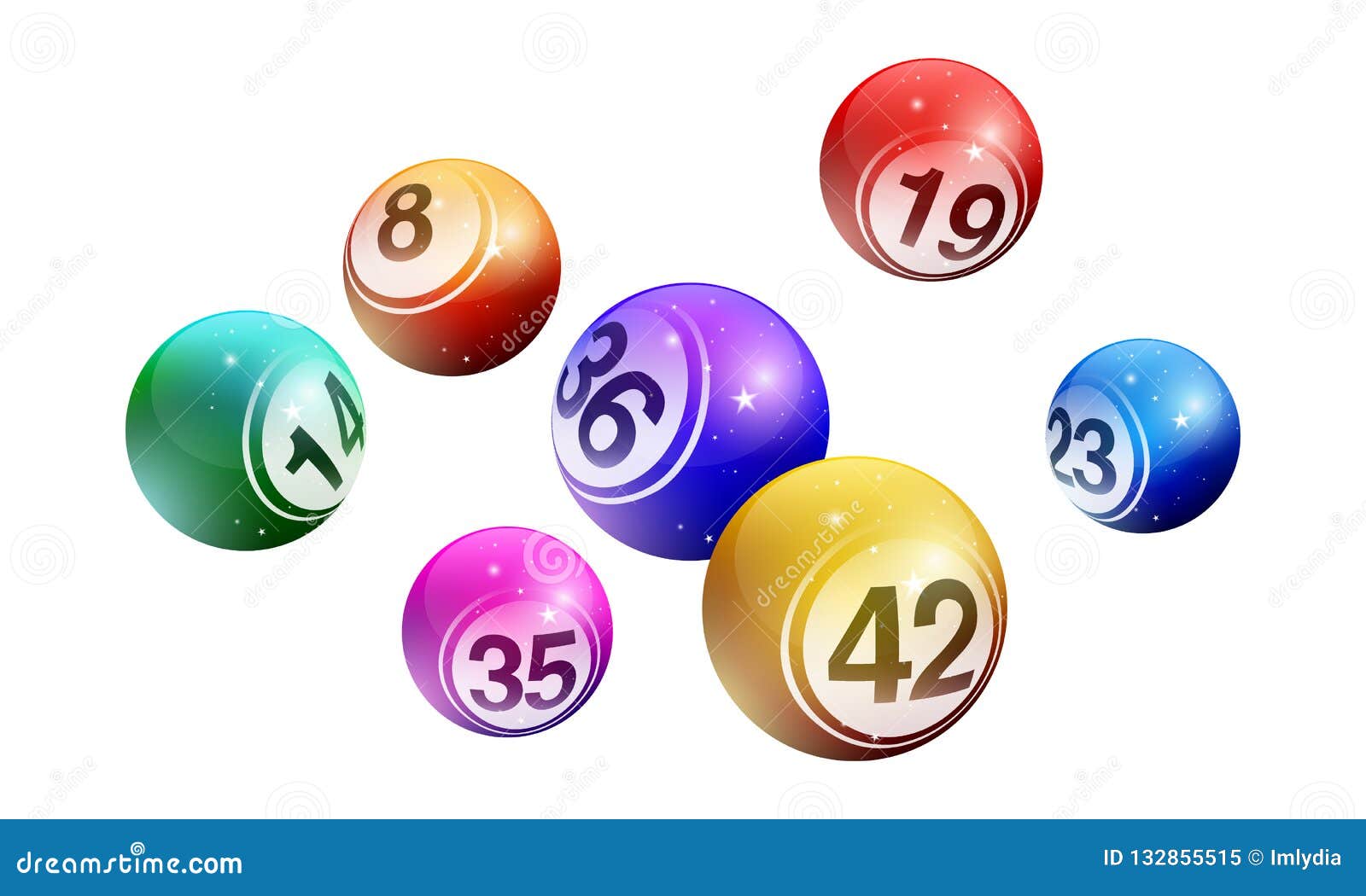 Conjunto de bolas de loteria e números para eles coleção para