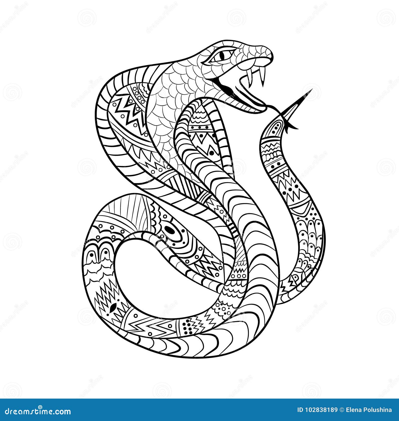 Vetor de ilustração de página para colorir de desenho de cobra bonito para  livro de colorir para crianças