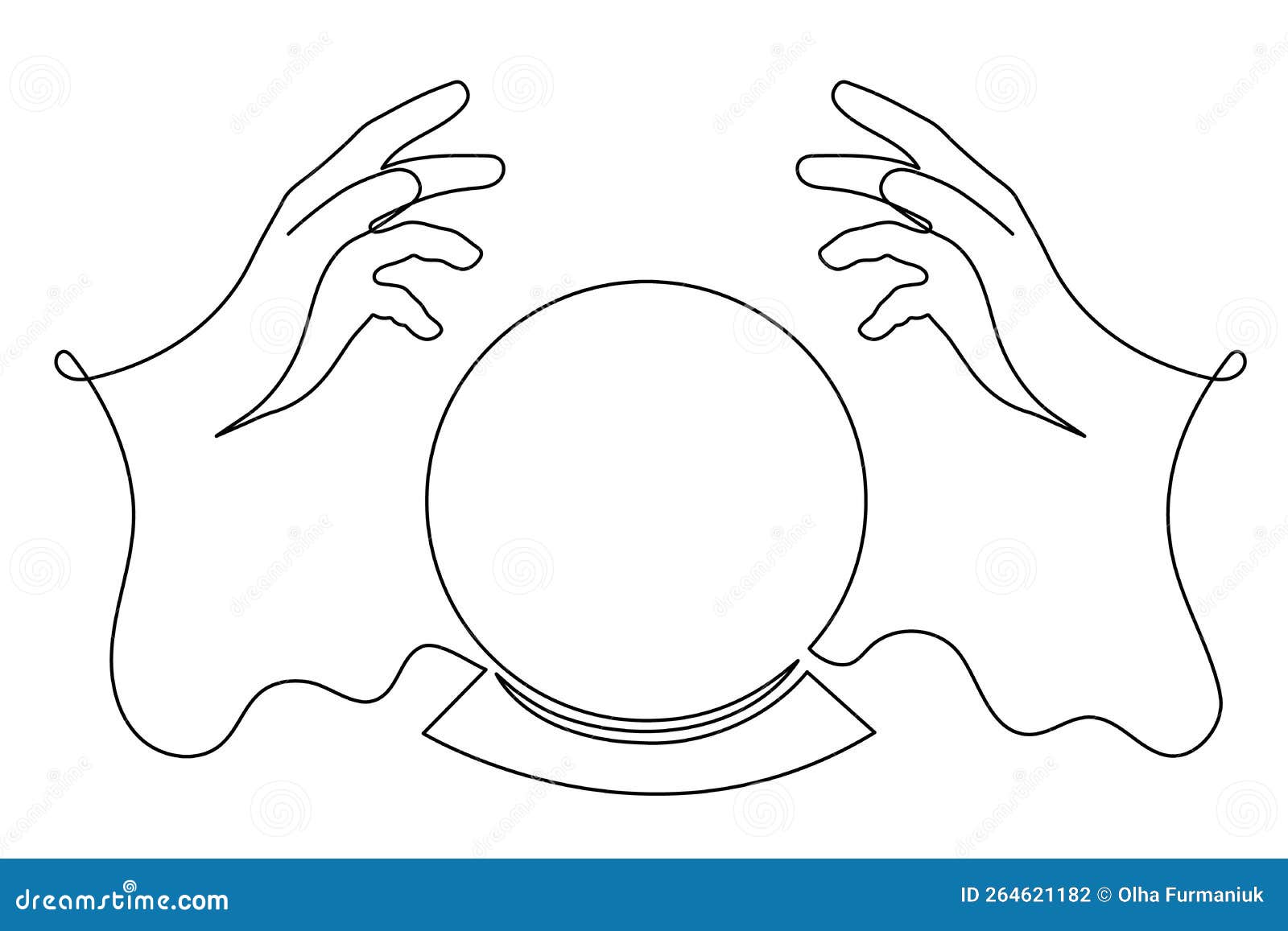 Desenho De Olhos Misteriosos Adivinhação Bola Cristal Mãos