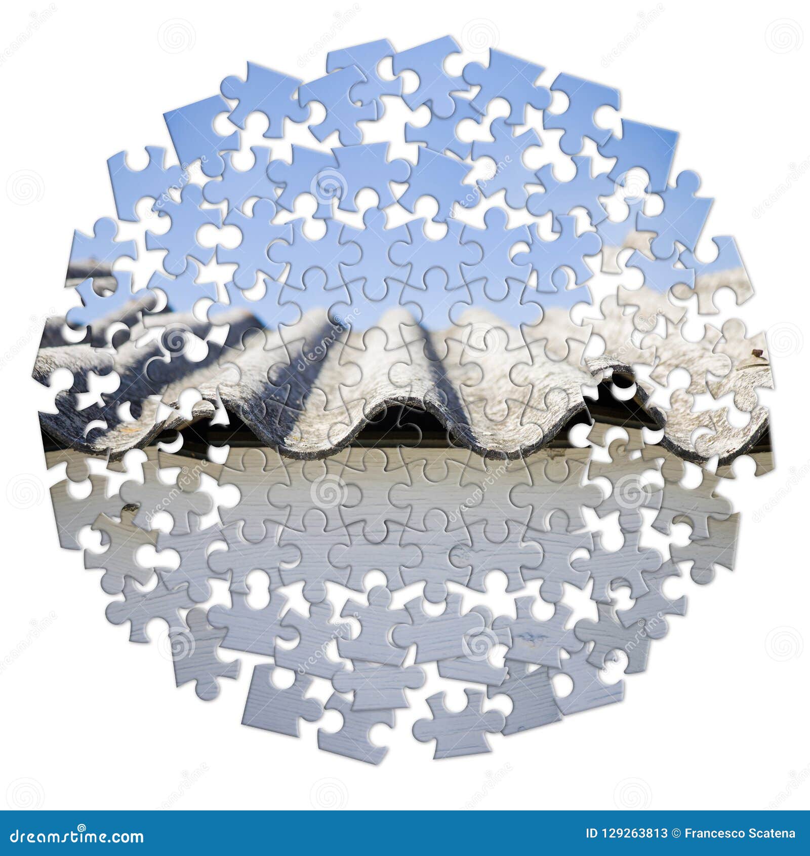 asbestos removal - concept image in circular jigsaw puzzle shap