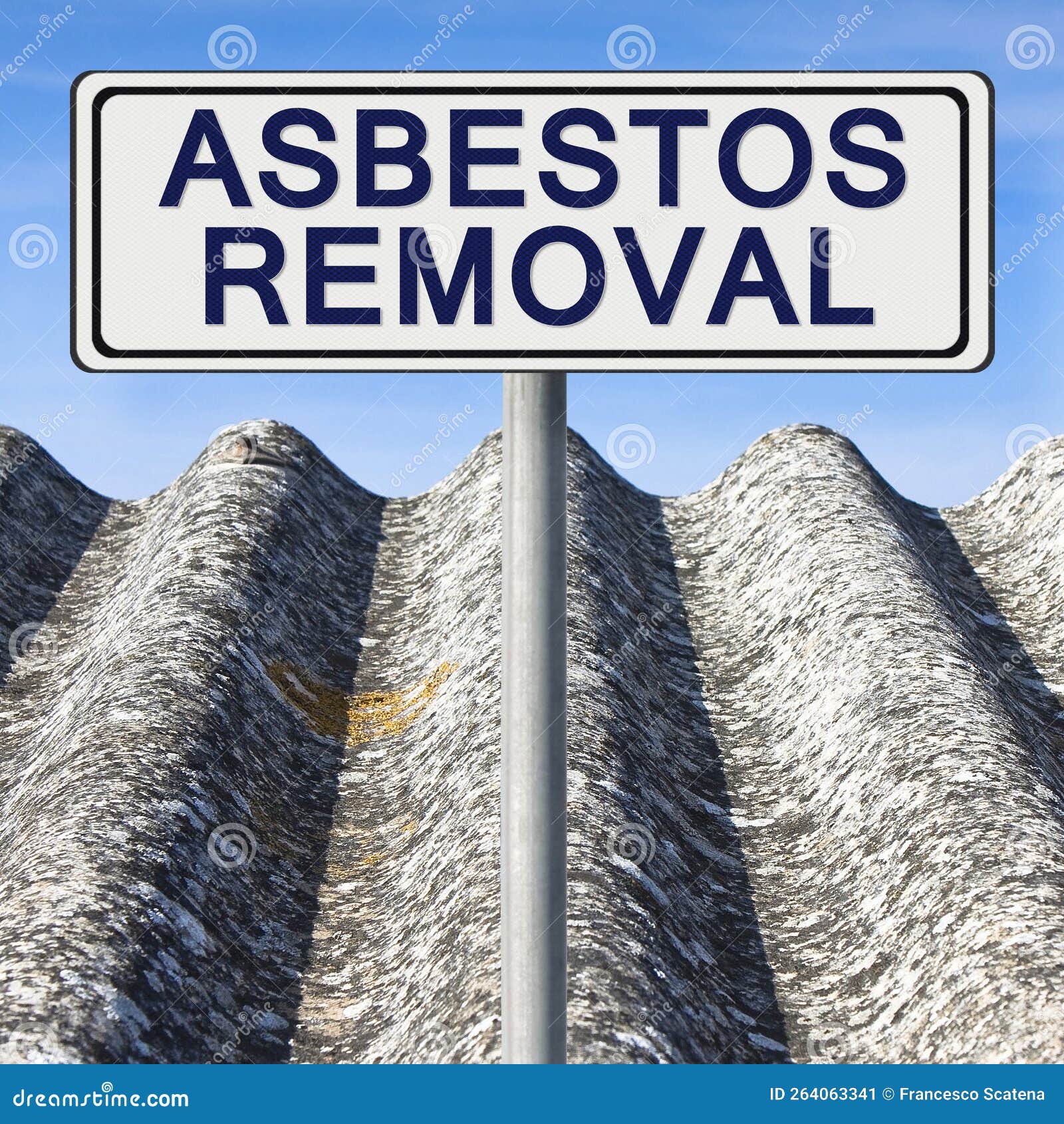 Asbestos Removal Concept with Text Written on a Placard Stock Image