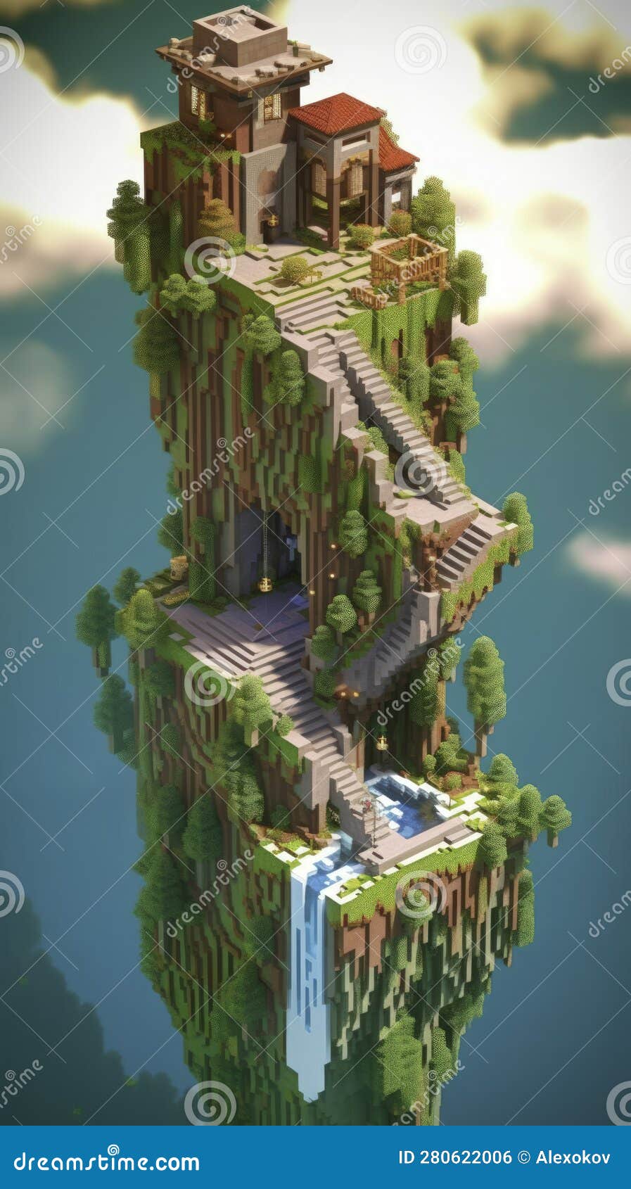 Ascending To the Heavens: a Realistic Bird S Eye View of a Minecraft World  S Teleporter Stairs . Stock Illustration - Illustration of exploration,  teleporter: 280622006