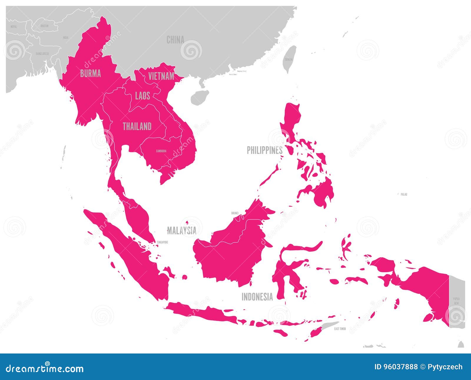Asean Economic Community Aec Map Grey Map With Pink Highlighted Member Countries Southeast Asia Vector Illustration Stock Vector Illustration Of National Gray 96037888