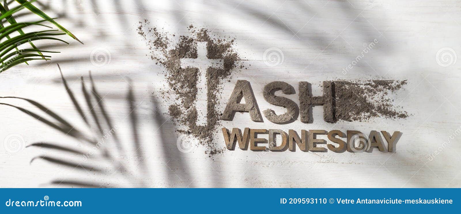 ash wednesday, crucifix made of ash, dust as christian religion. lent beginning