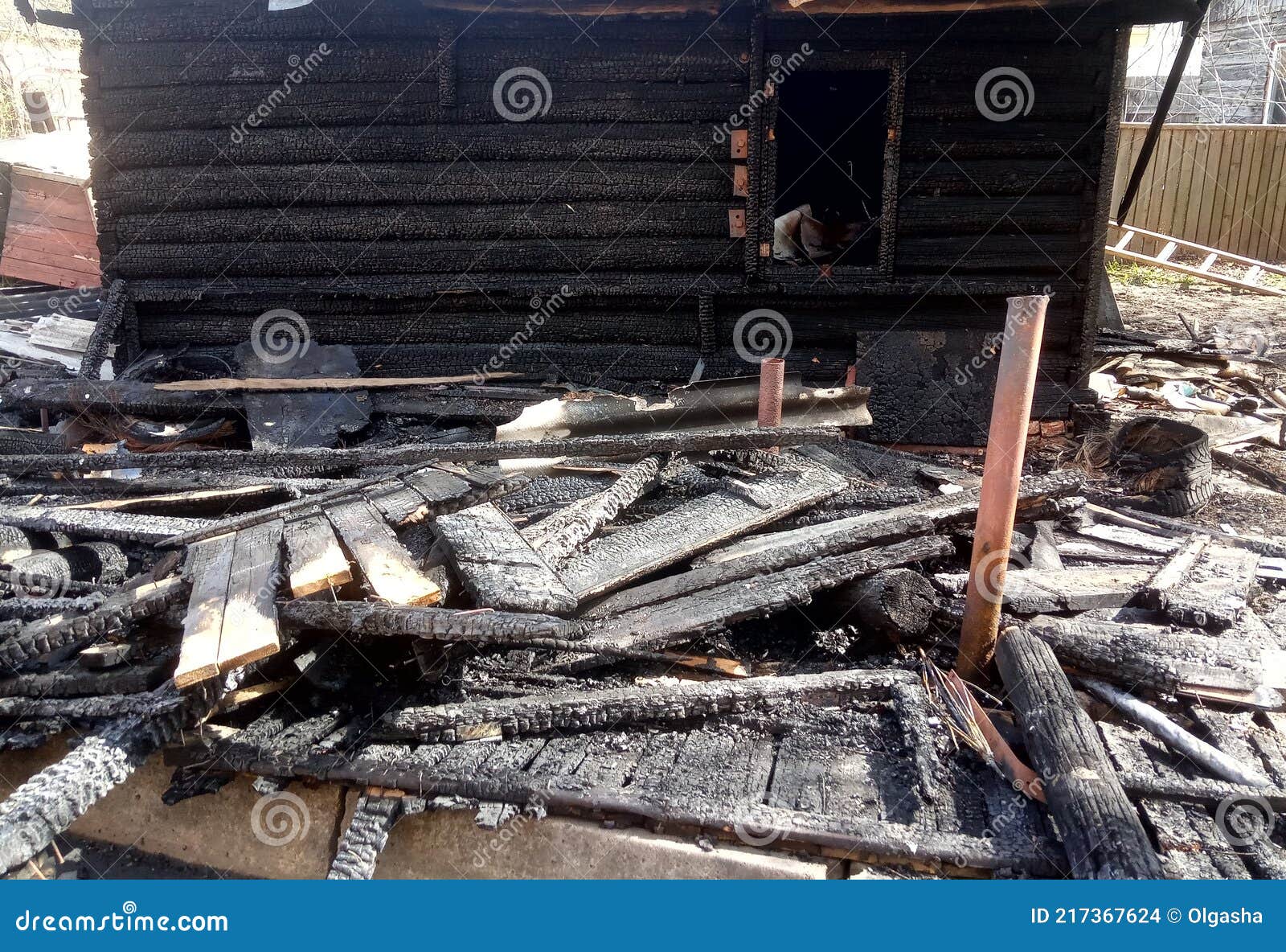 Ashes, The Remains Of A Burned Down House RoyaltyFree Stock