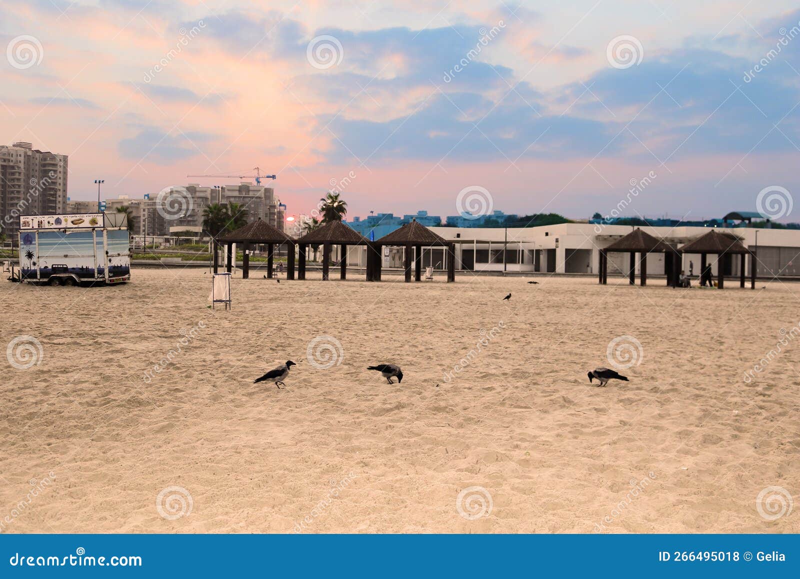 ASHKELON, ISRAEL - SEPTEMBER 10, 2017: View on Public Beach on