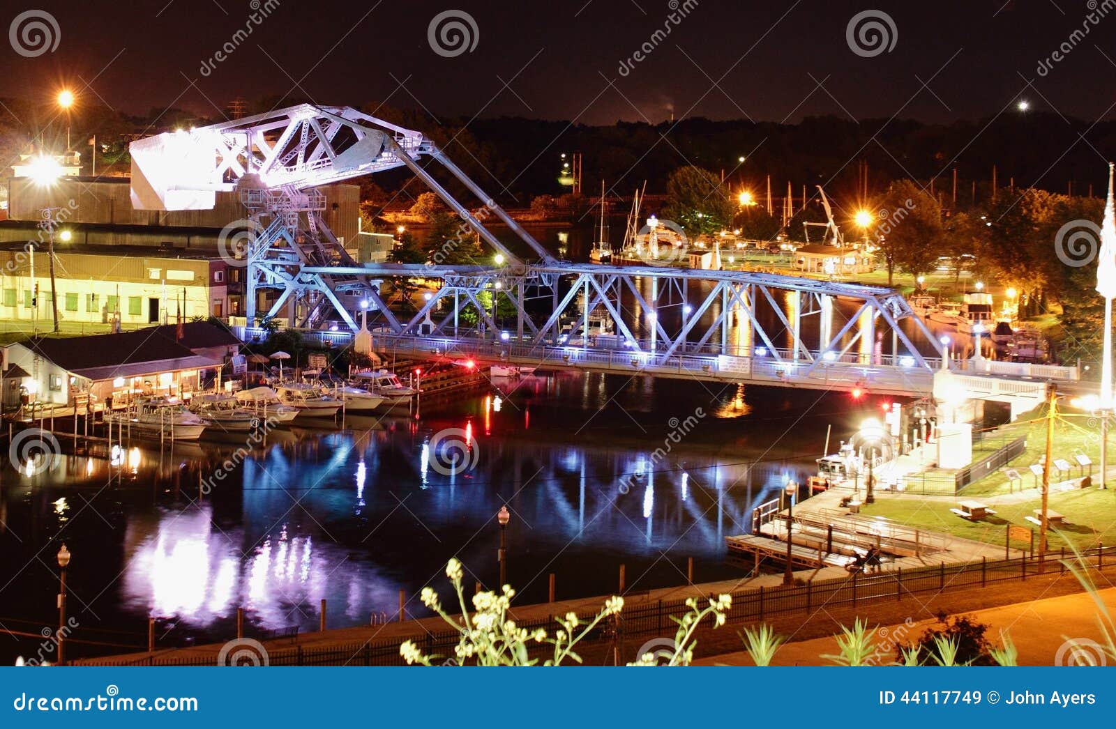 Ashtabula Drawbridge at Night Stock Image Image of ashtabula