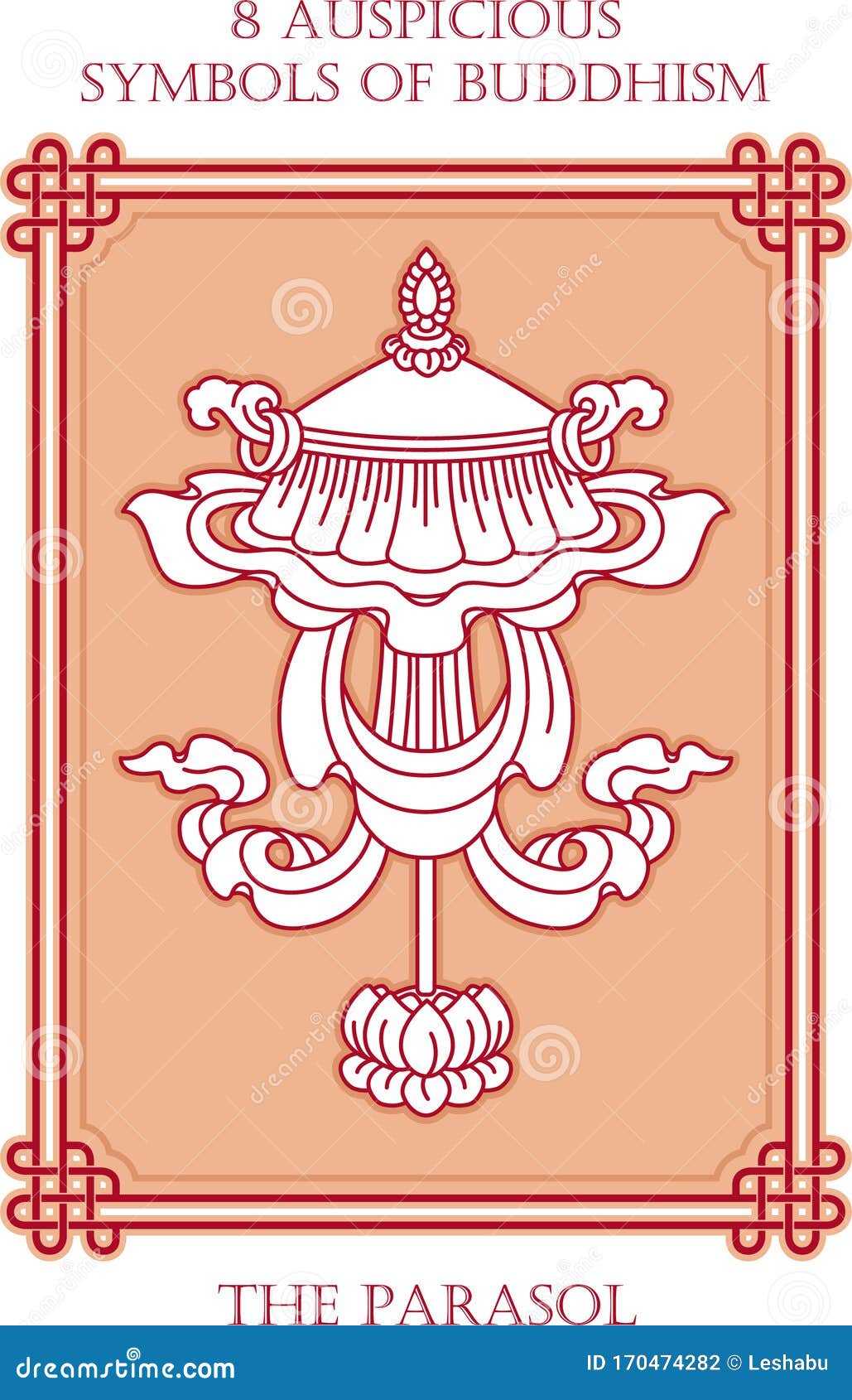 Ashtamangala, 8 Auspicious Symbols of Buddhism - the Parasol Stock Vector -  Illustration of buddhism, flower: 170474282