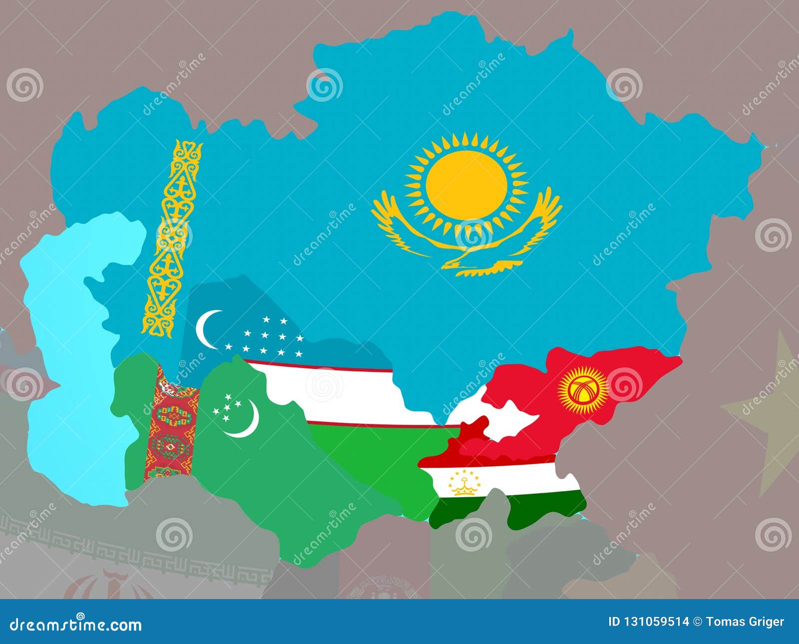 pix Mapa De Asia Central https es dreamstime com asia central con las banderas en mapa image131059514