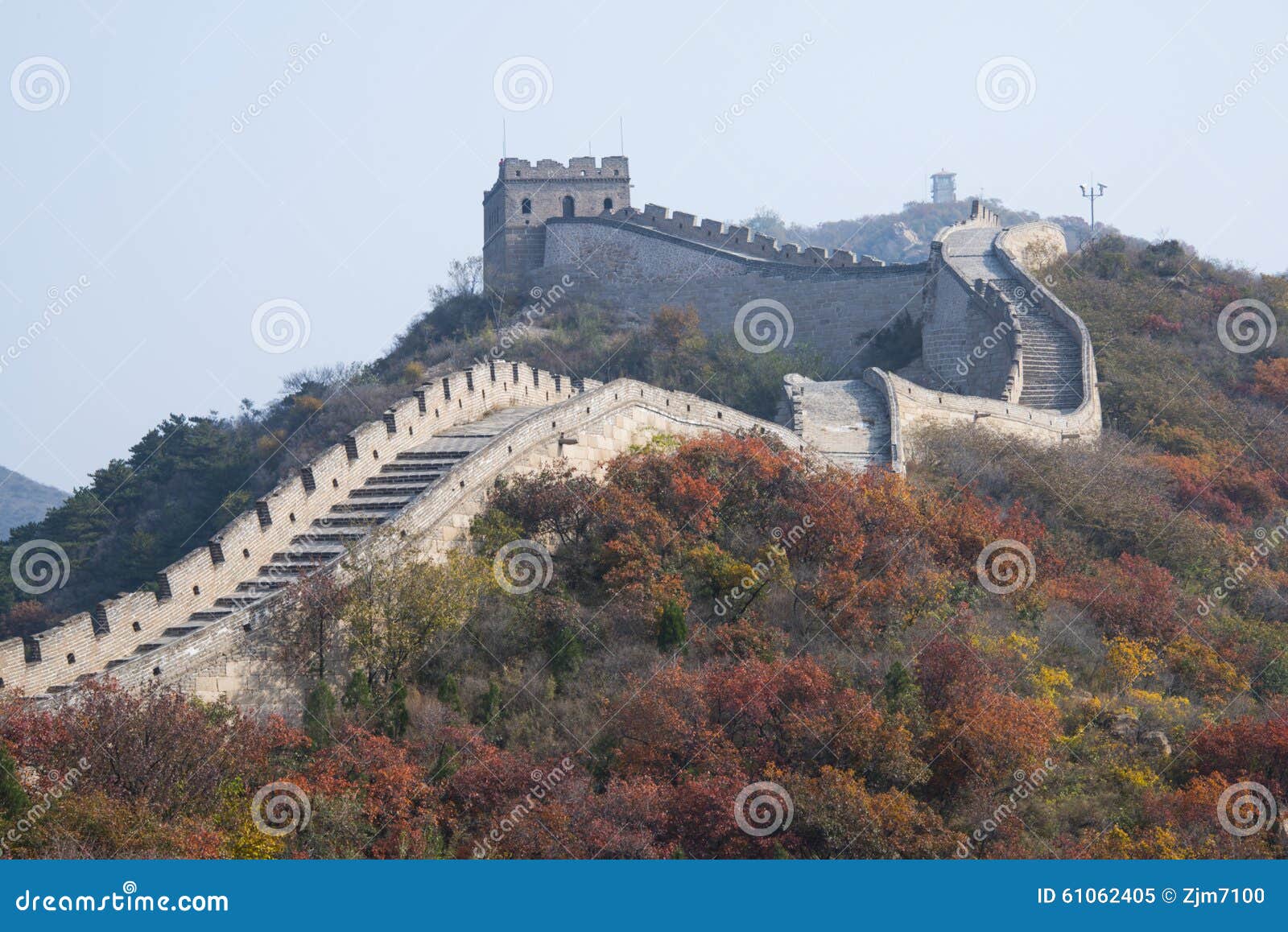 asia china, beijing, badaling national forest park, the great wall, red leaves