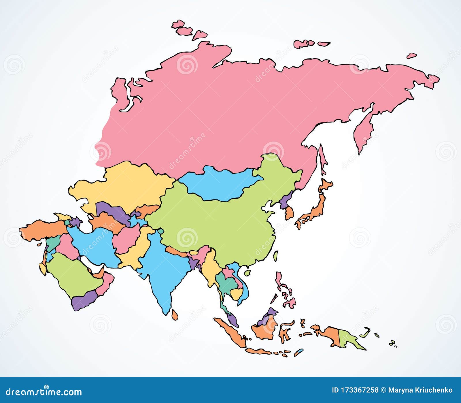 Asia Continent Drawing