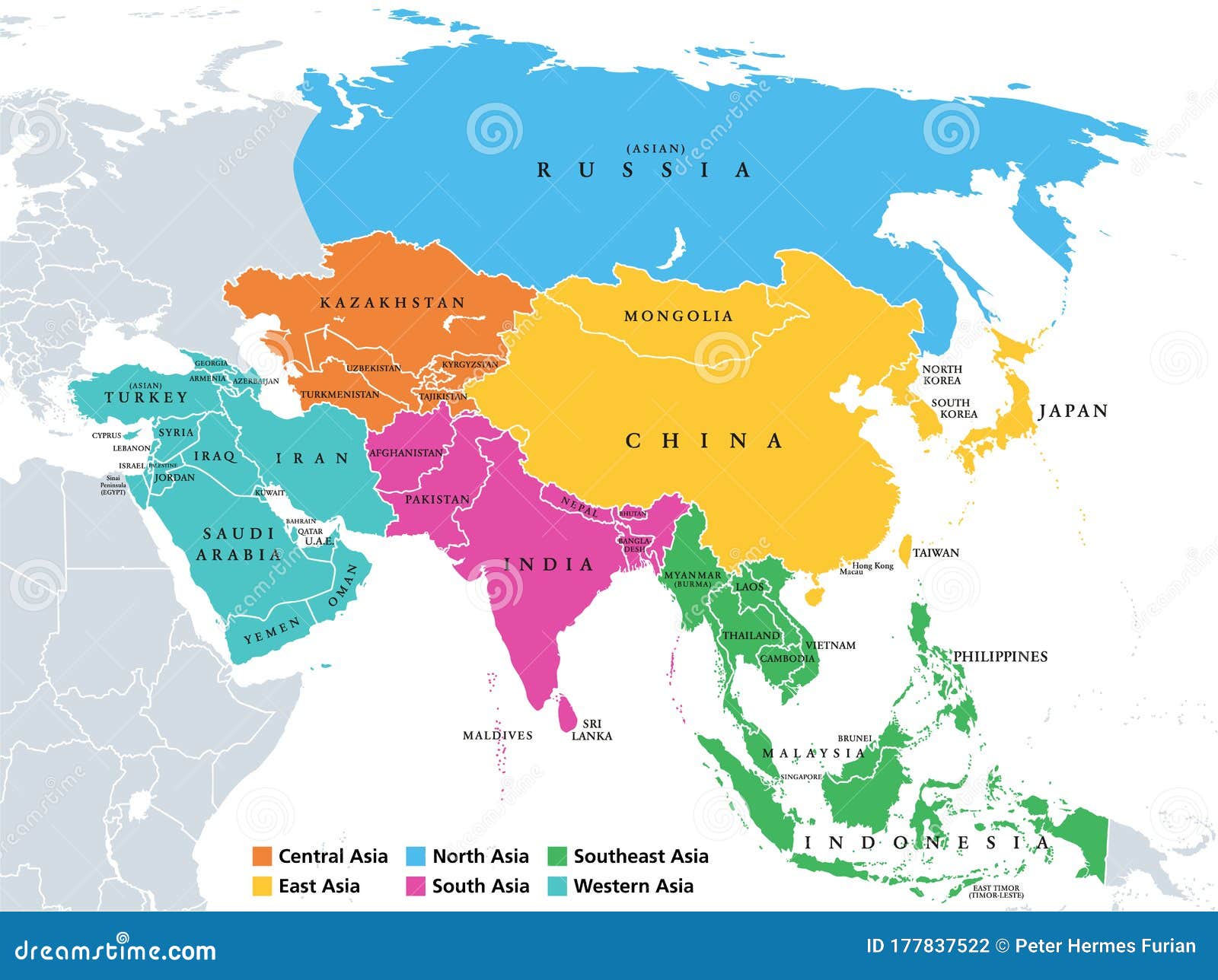 Asia Countries And Regions Map 