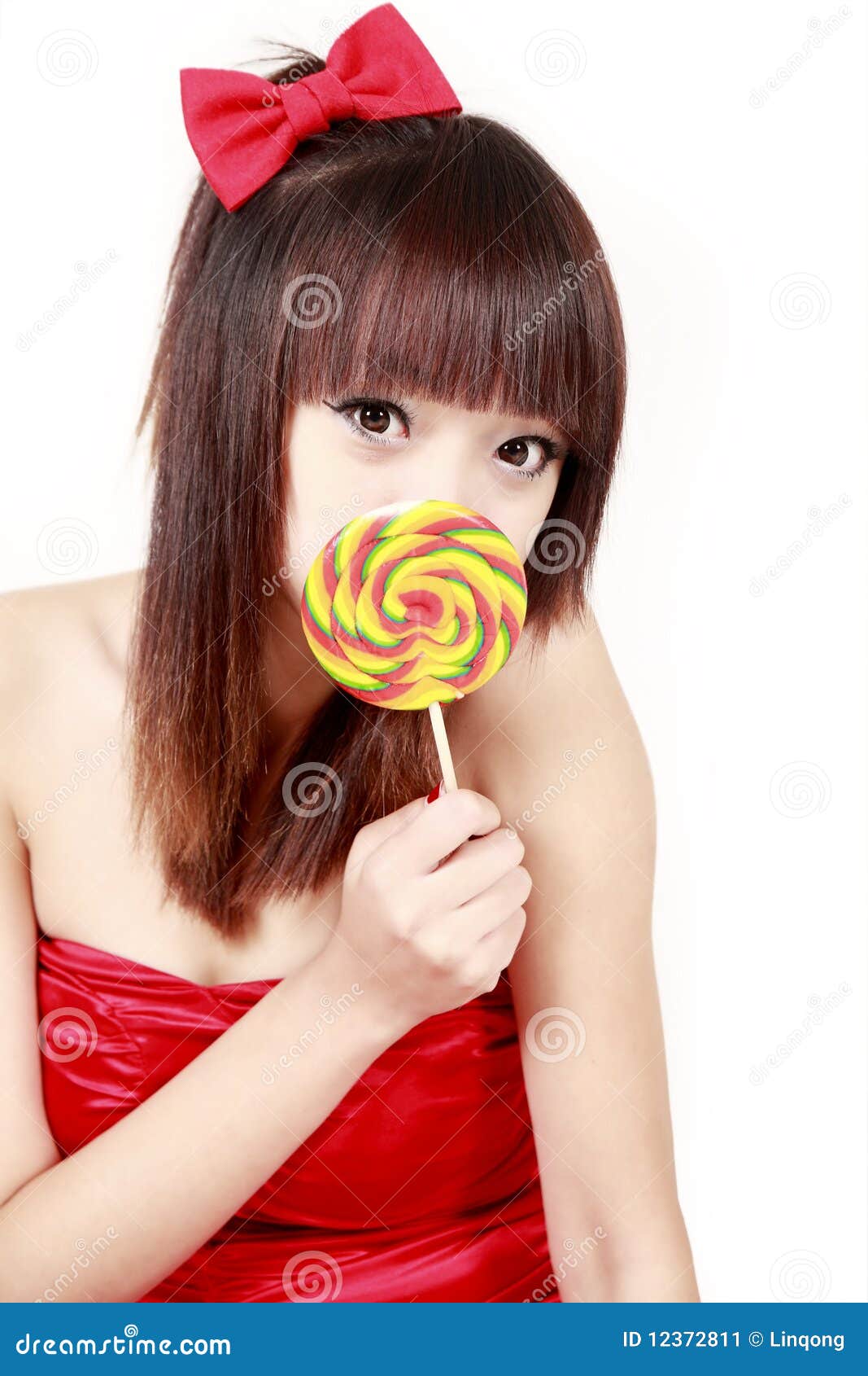 Asia girl with sweet candy stock image. Image of girl 12372811