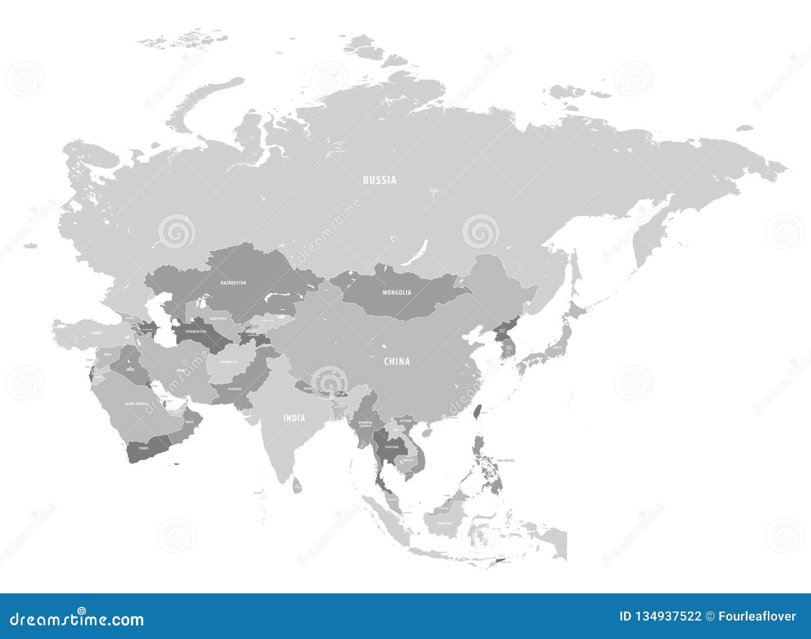 asia grey  map