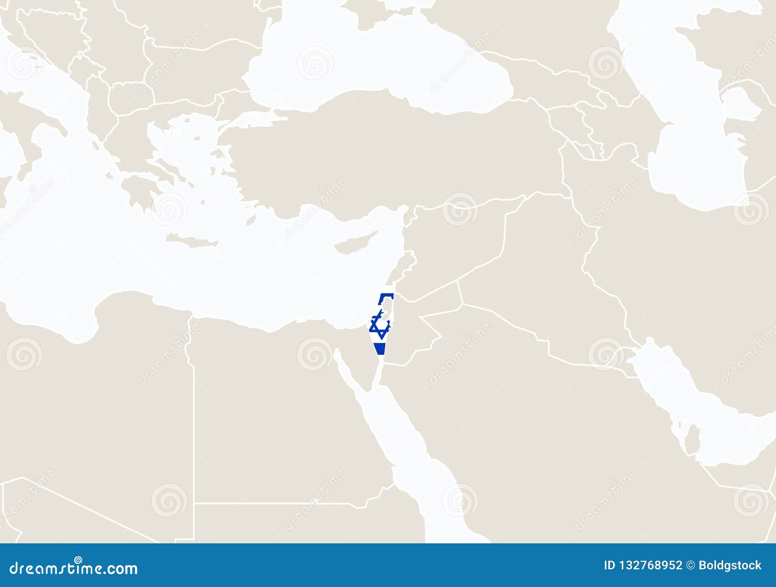 Asia with Highlighted Israel Map Stock Vector Illustration of