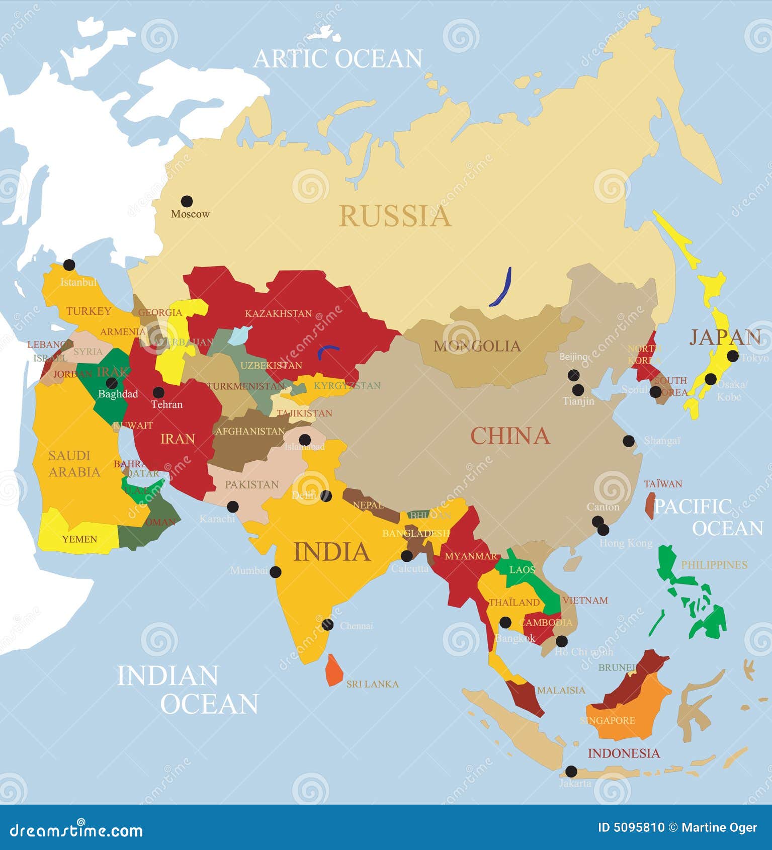Asia Map Stock Vector Illustration Of Yemen Asia Thailand 5095810