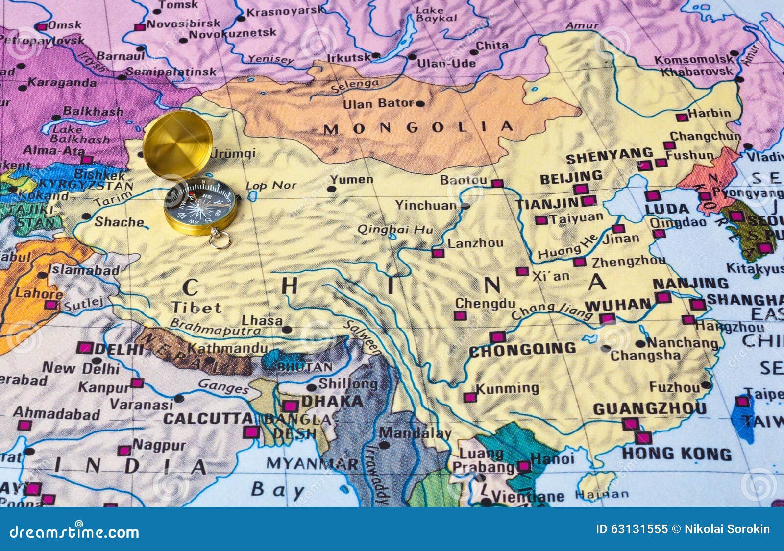 Asia Map With Compass