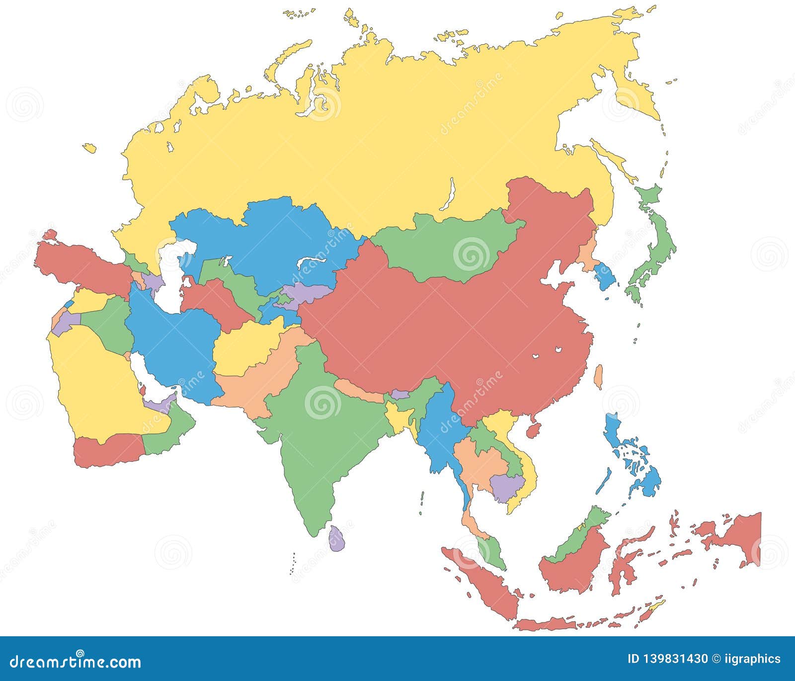 Asia Mapa Politico De Asia Stock De Ilustracion Ilustracion De Asia Politico