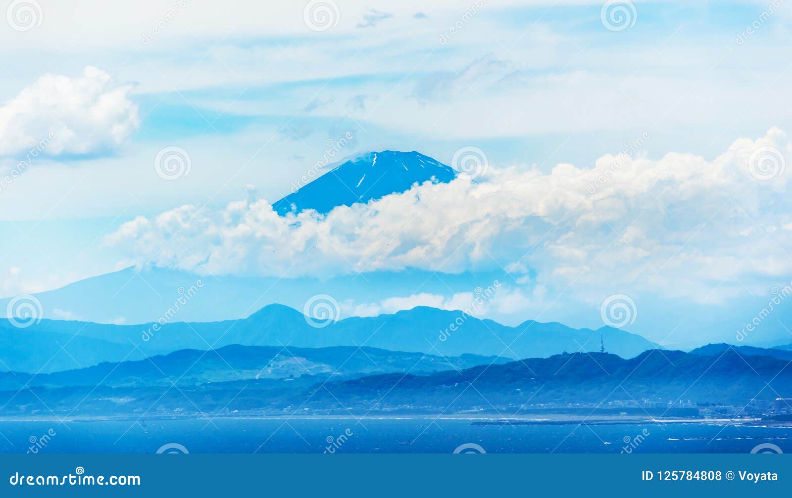 fuji mountain view in enoshima island, japan