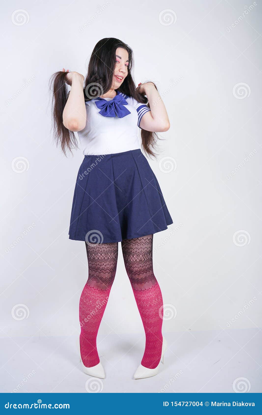 Asian Adult Plus Size Cosplay Woman on White Backgrond Stock Photo - Image  of pantyhose, face: 154727004