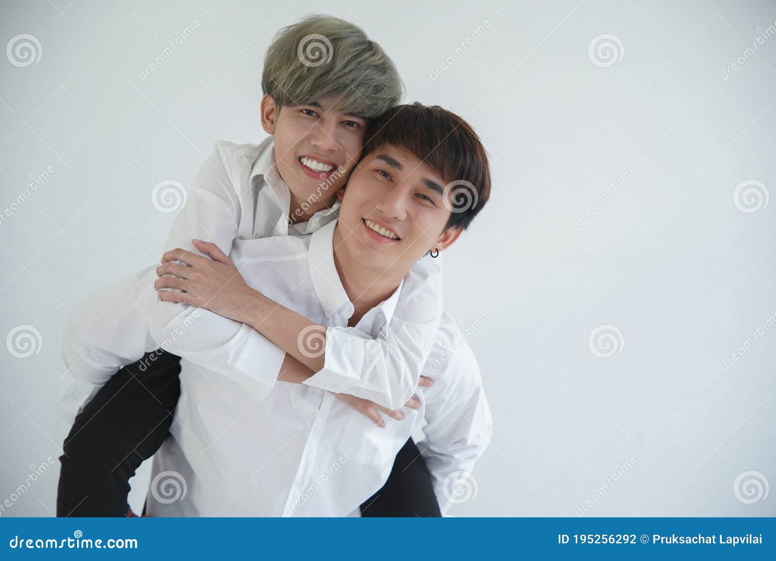 White asian gay couple