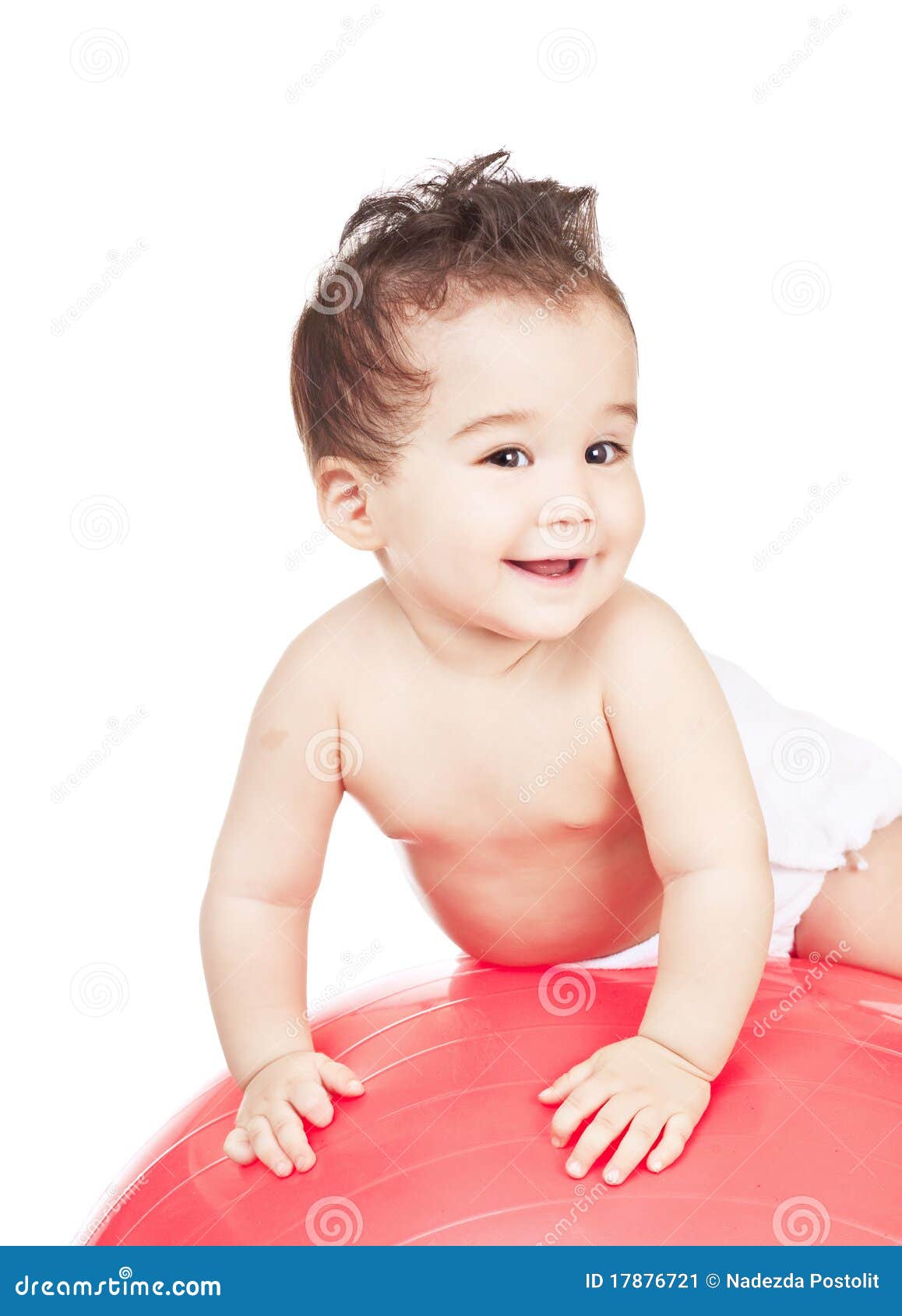 Asian Baby Boy on a Red Ball Stock Image Image of cute, white 17876721