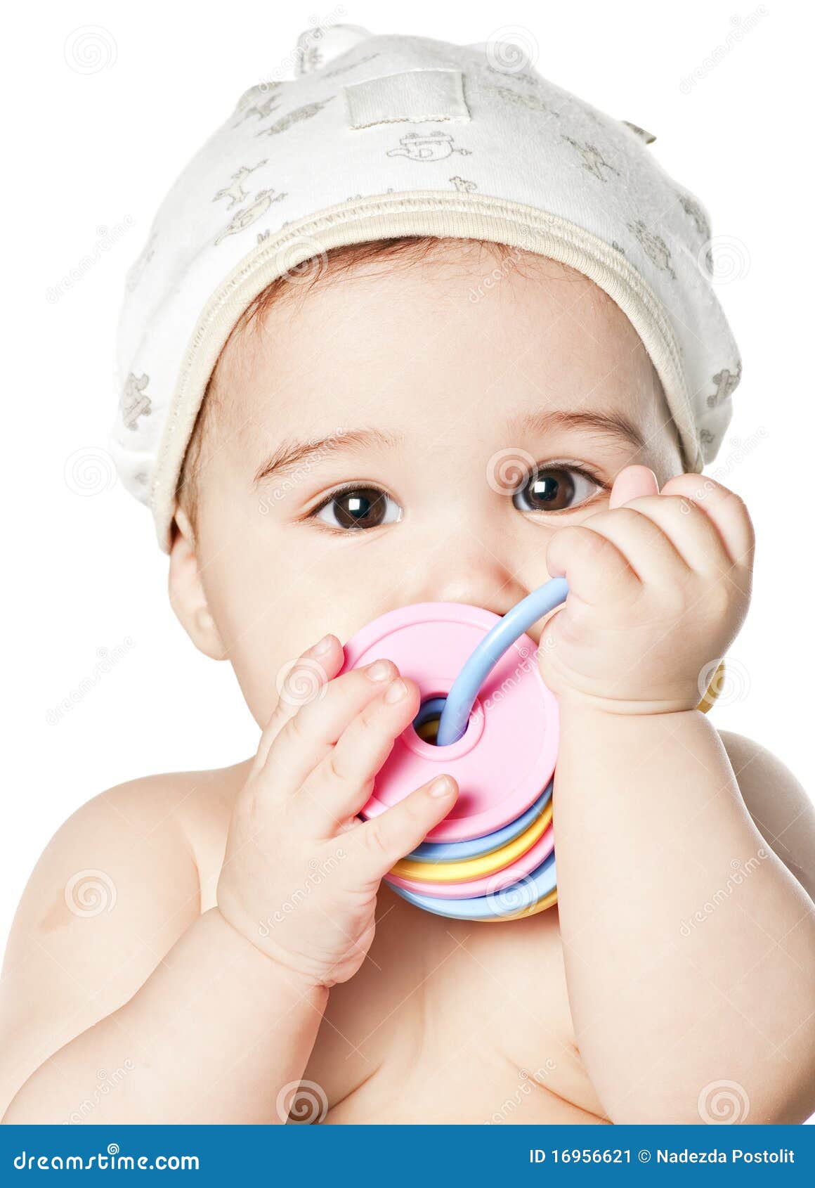 Asian Baby Boy in a Yellow Cap Stock Image Image of wistful, expression 16956621