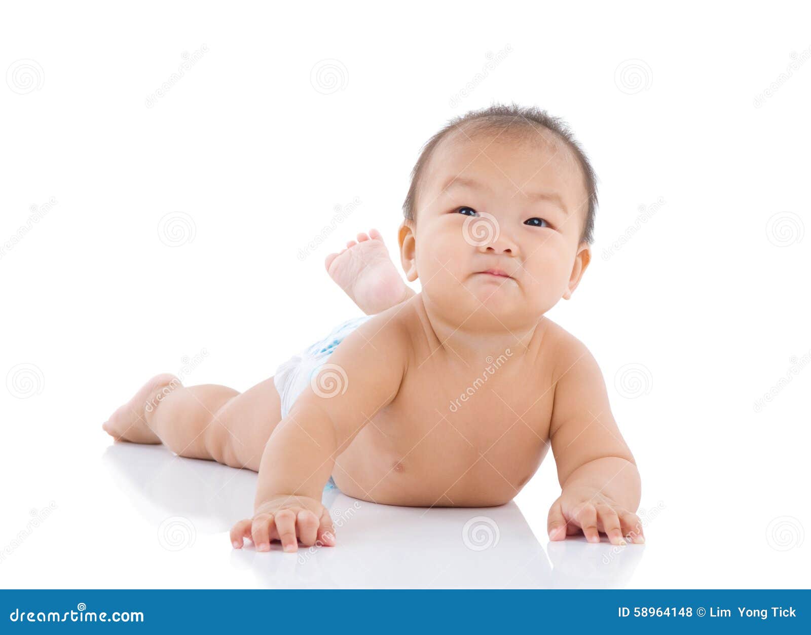 Crawling beautiful asian baby boy