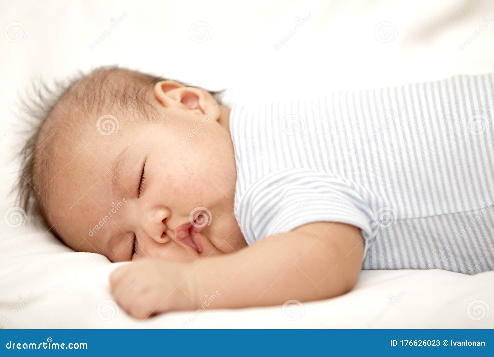 Asian Baby Sleeping on the Bed Stock Image Image of little, childhood