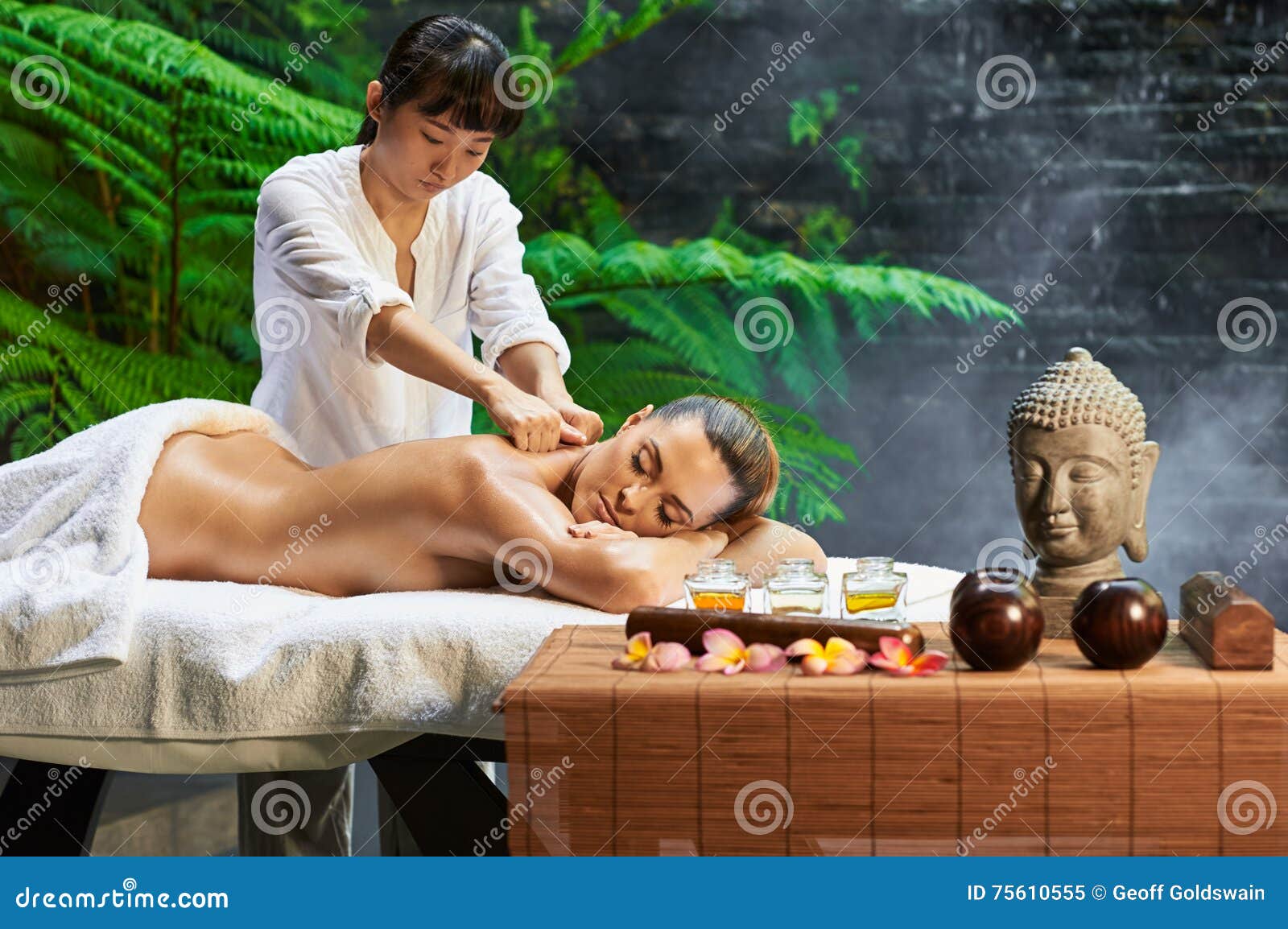 Asian Back Massage Theraphy Spa Hot Stone Stock Image Image Of Foot