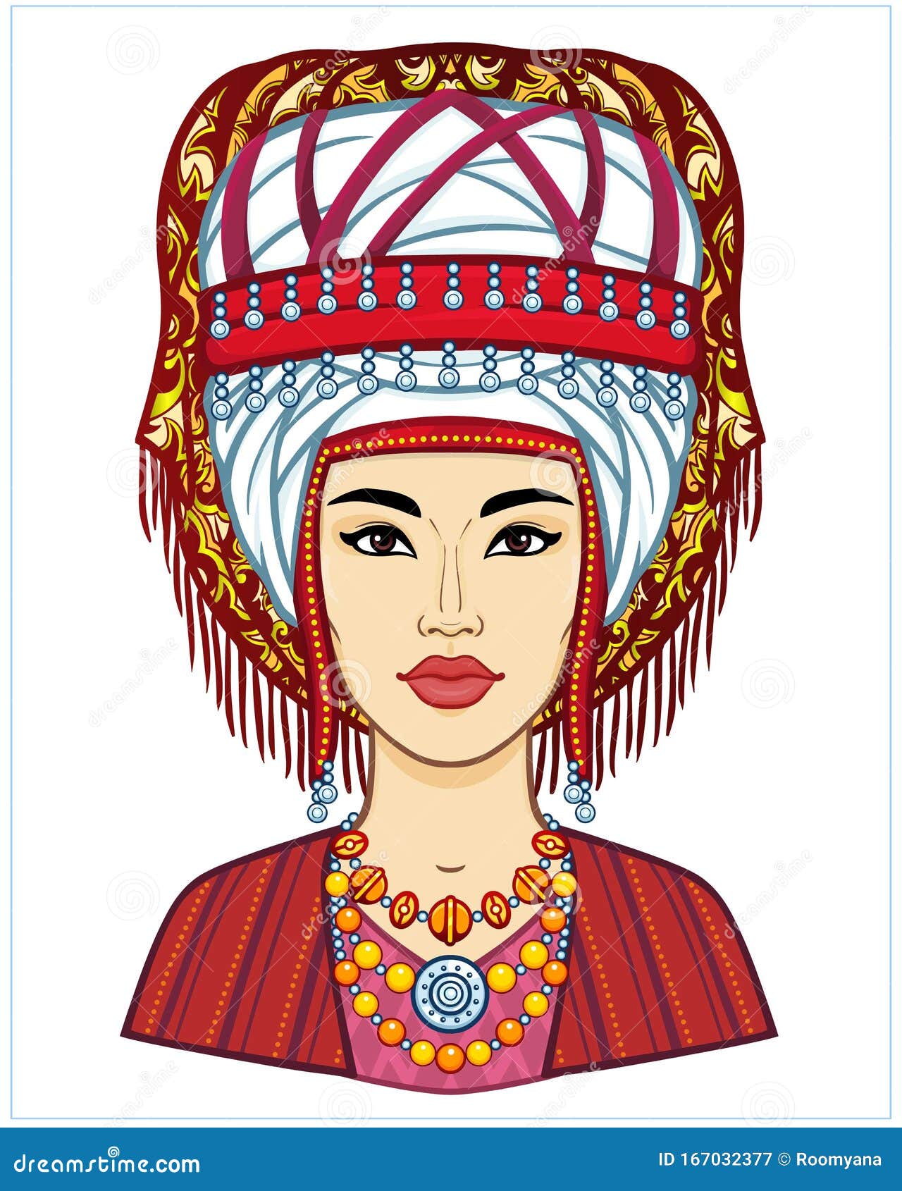 Asian Beauty. Animation Portrait of a Beautiful Girl in Ancient National Turban Stock Vector - Illustration of cartoon, folk: 167032377 Asian Beauty. Animation Portrait of a Beautiful Girl in Ancient National Turban Stock Vector - Illustration of cartoon, folk: 167032377