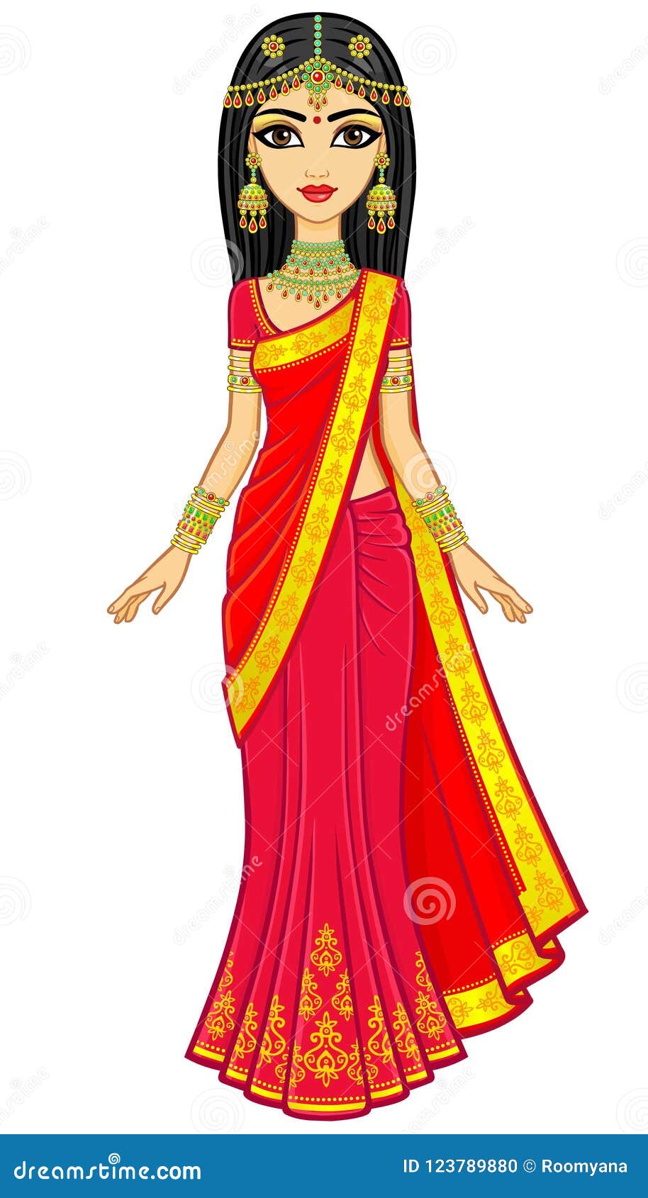 Indian Woman Wearing A Beautiful Traditional Beautiful Saree Stock  Illustration - Download Image Now - iStock