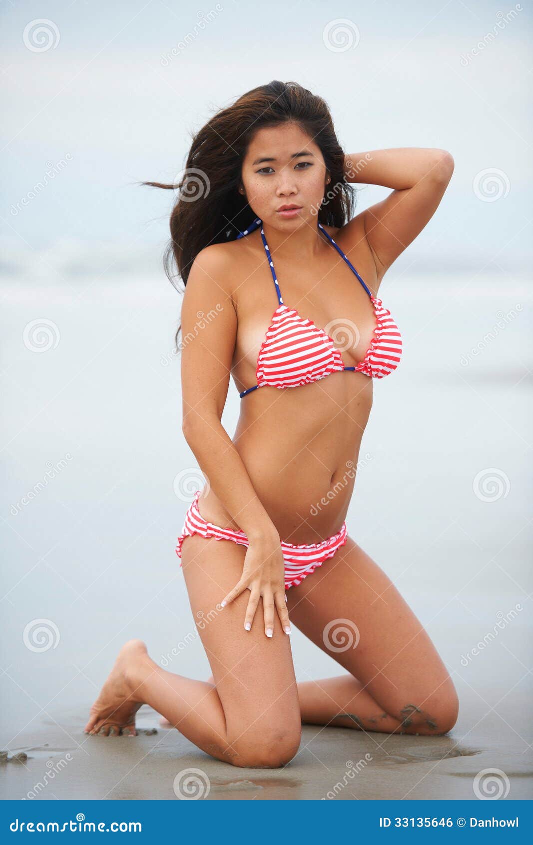 Asian Beauty on Beach stock photo photo