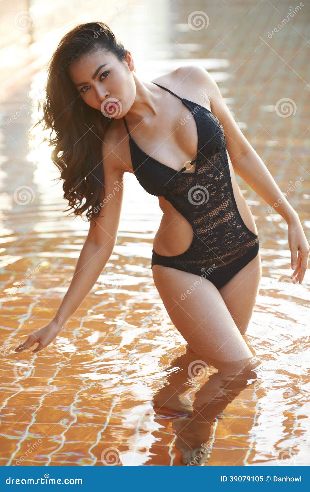Asian Beauty in Pool stock image. Image of happiness - 39079105