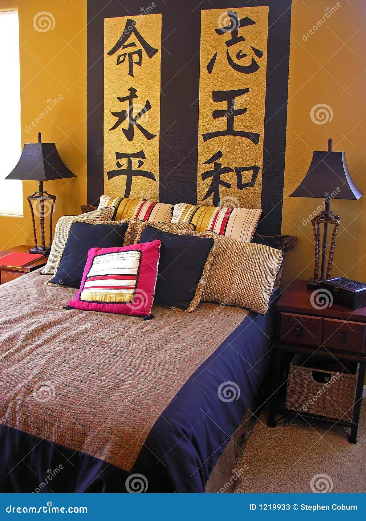 Asian Bedroom stock image. Image of furnishings, stylish 1219933